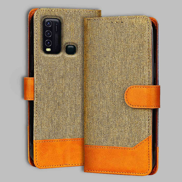 Vivo Y30 Flip Cover — Denim, Camel Beige after a year of daily use