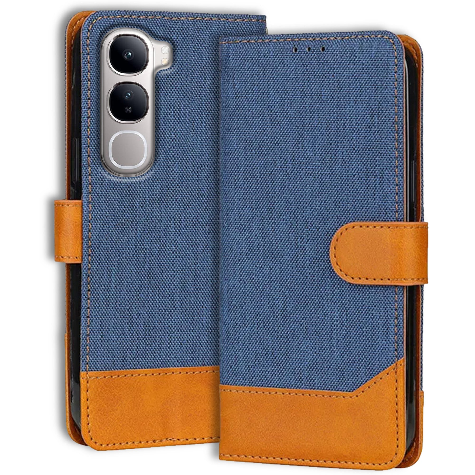 Accesorios Vivo Y300 5G denim flip cover – Blue – Image 1 #color_blue
