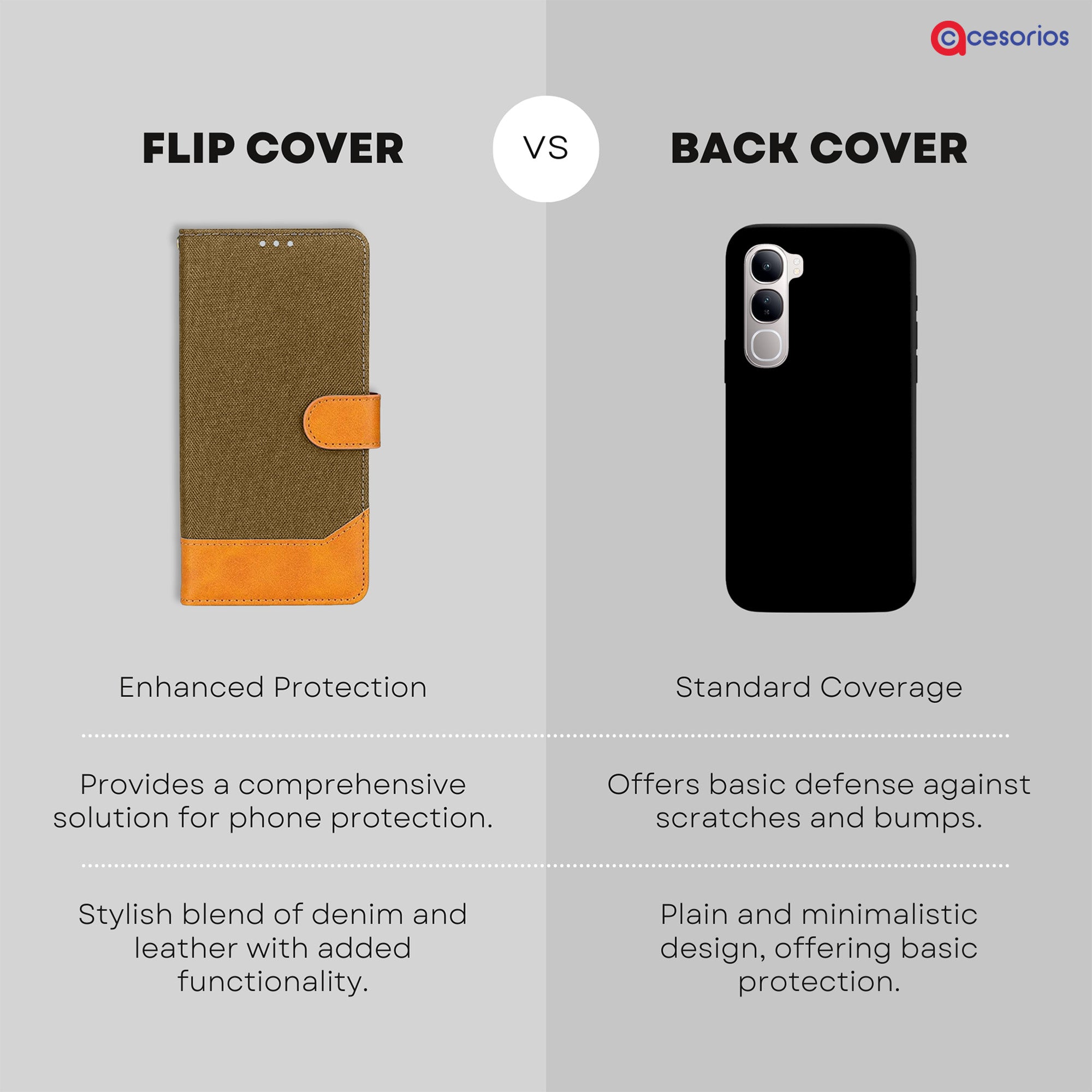 Accesorios Vivo Y300 5G denim flip cover – Dark Brown – Image 8 #color_dark brown