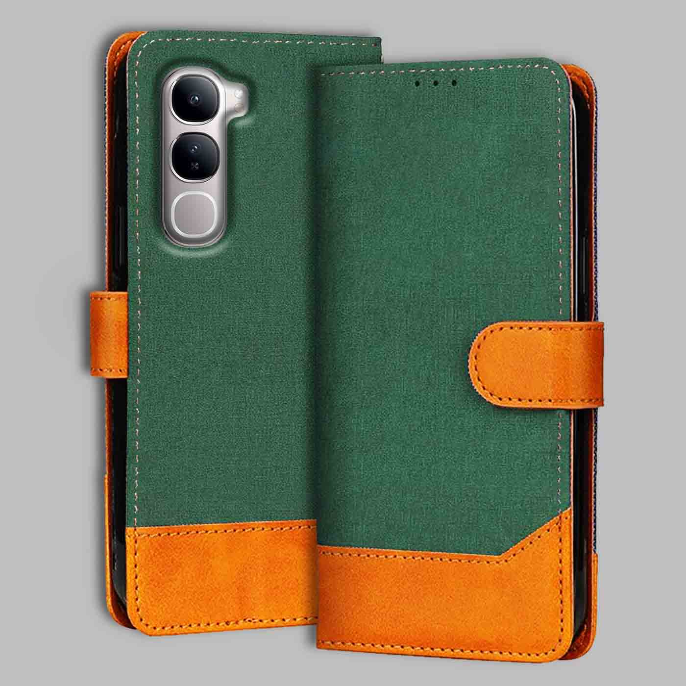Accesorios Vivo Y300 5G denim flip cover – Green – Image 1 #color_g