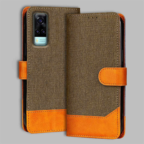 Vivo Y31 Flip Cover — Denim, Walnut Brown after a year of daily use