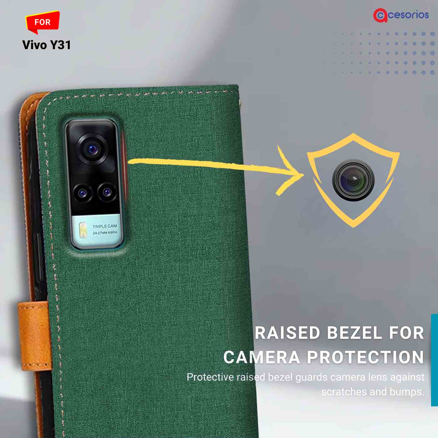 Canvas & Suede back panel — Vivo Y31 4G in Green mobile case