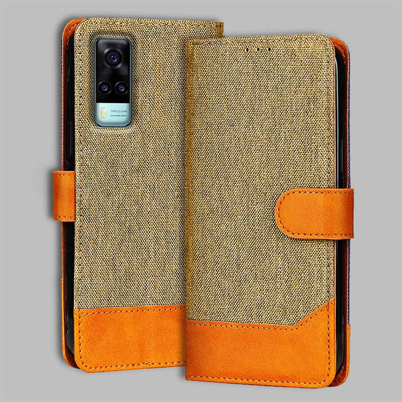Vivo Y31 Flip Cover — Denim, Camel Beige after a year of daily use