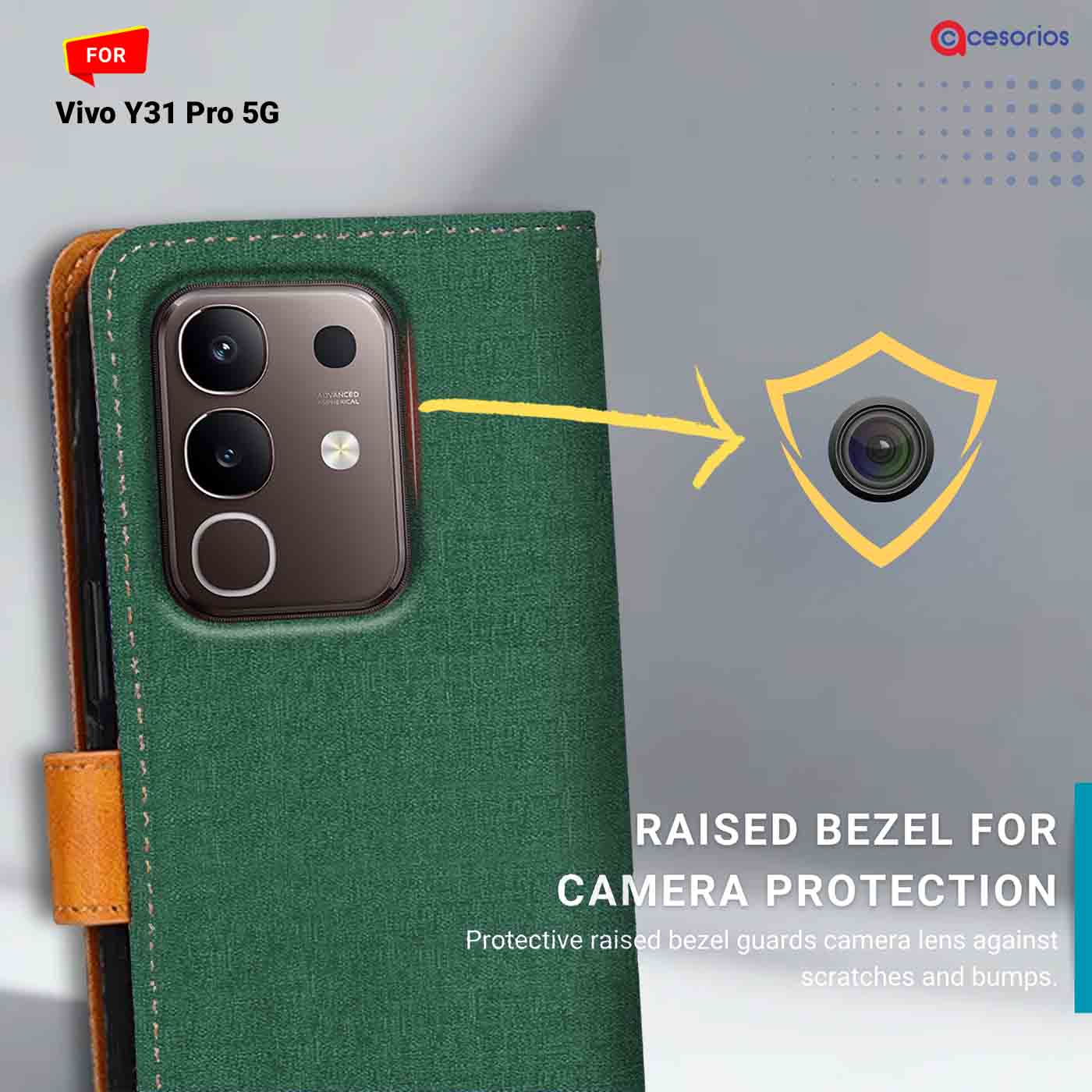 Accesorios Vivo Y31 Pro 5G denim flip cover – Green – Image 2 #color_g