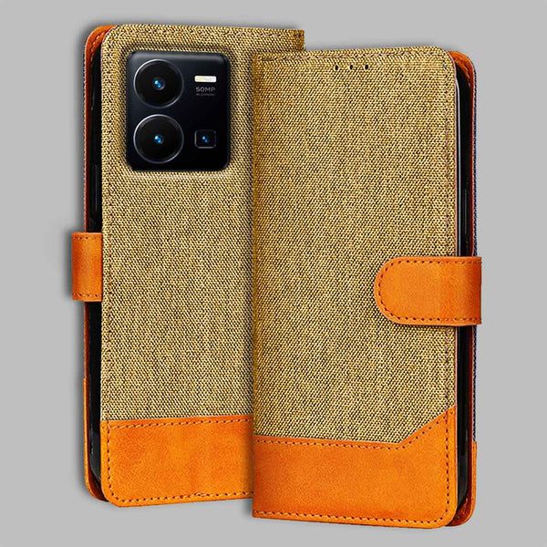 Vivo Y35 Flip Cover — Denim, Camel Beige after a year of daily use