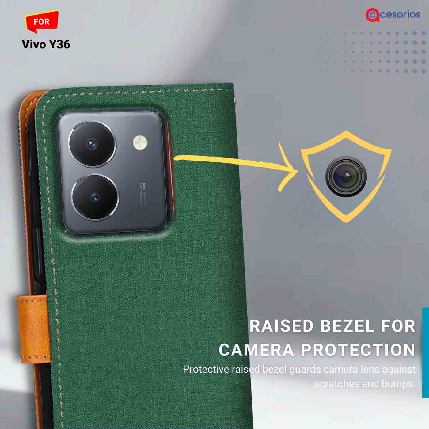 Canvas & Suede back panel — Vivo Y36 in Green mobile case