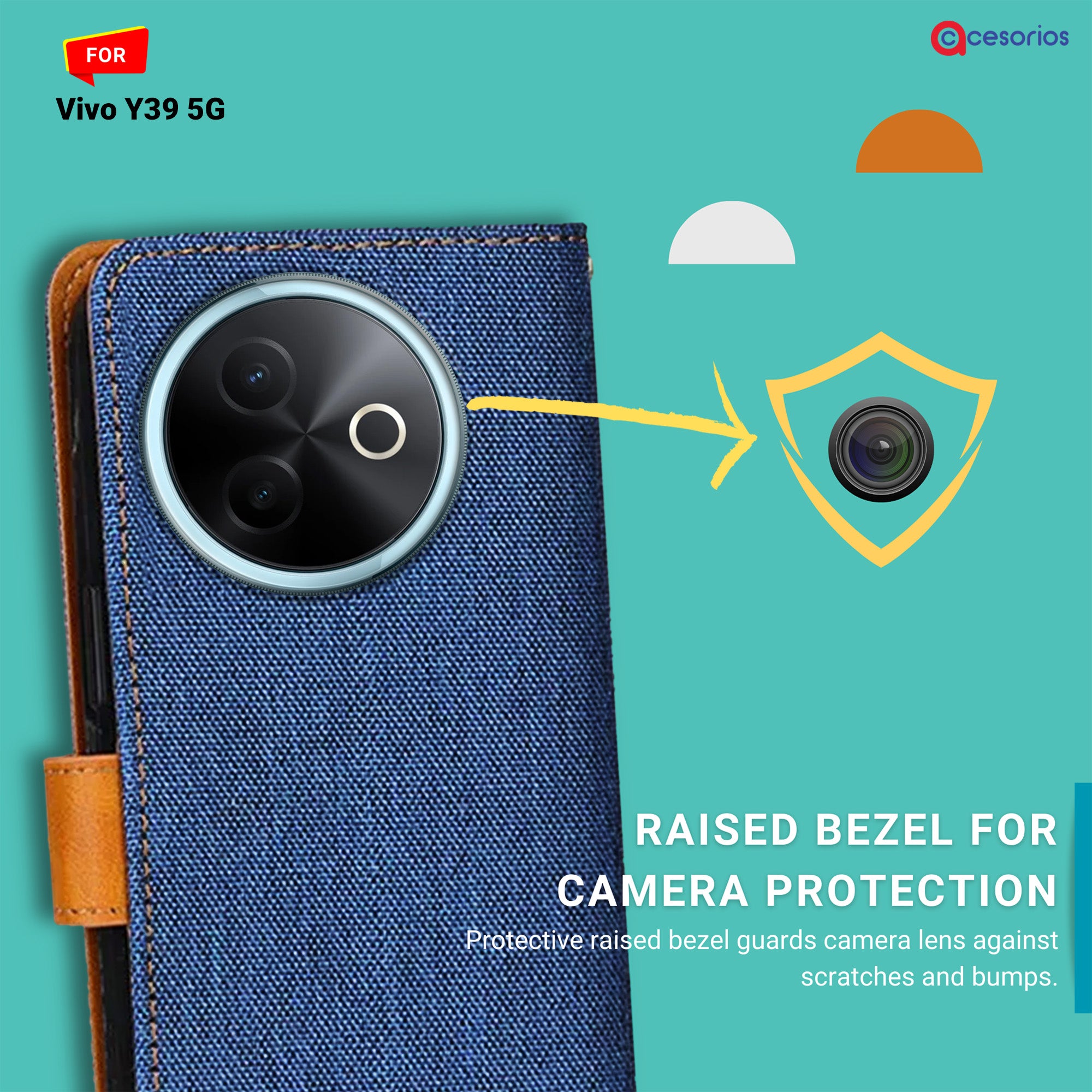 Accesorios Vivo Y39 5G denim flip cover – Blue – Image 2 #color_blue