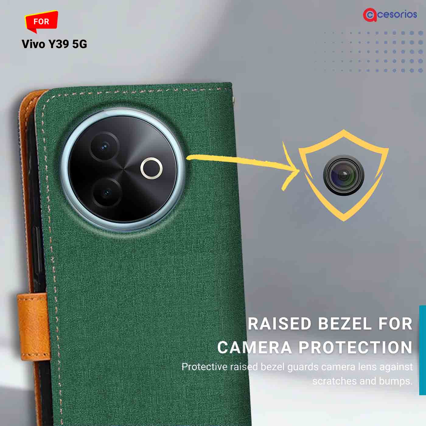 Canvas & Suede back panel — Vivo Y39 5G in Green mobile case