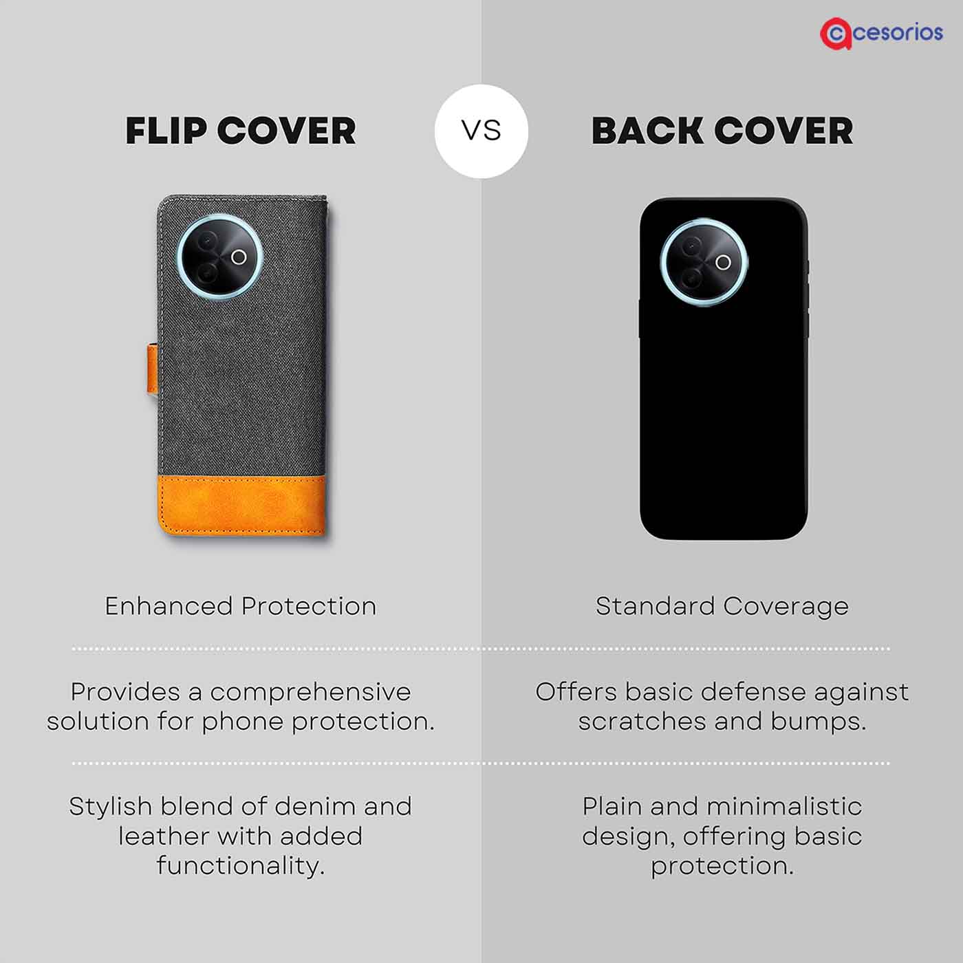 Accesorios Vivo Y39 5G denim flip cover – Grey – Image 8 #color_