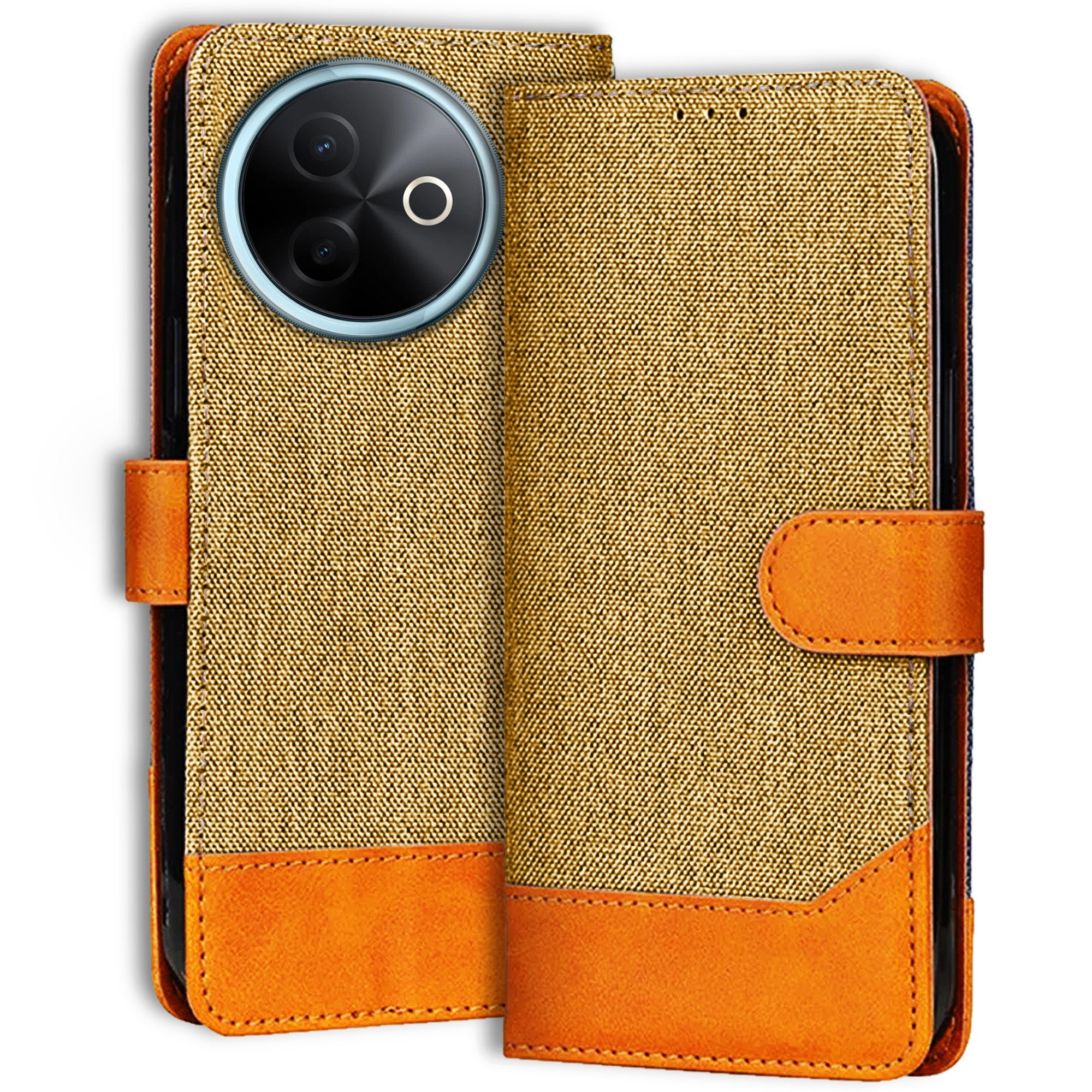 Accesorios Vivo Y39 5G denim flip cover – Light Brown – Image 1 #color_light brown