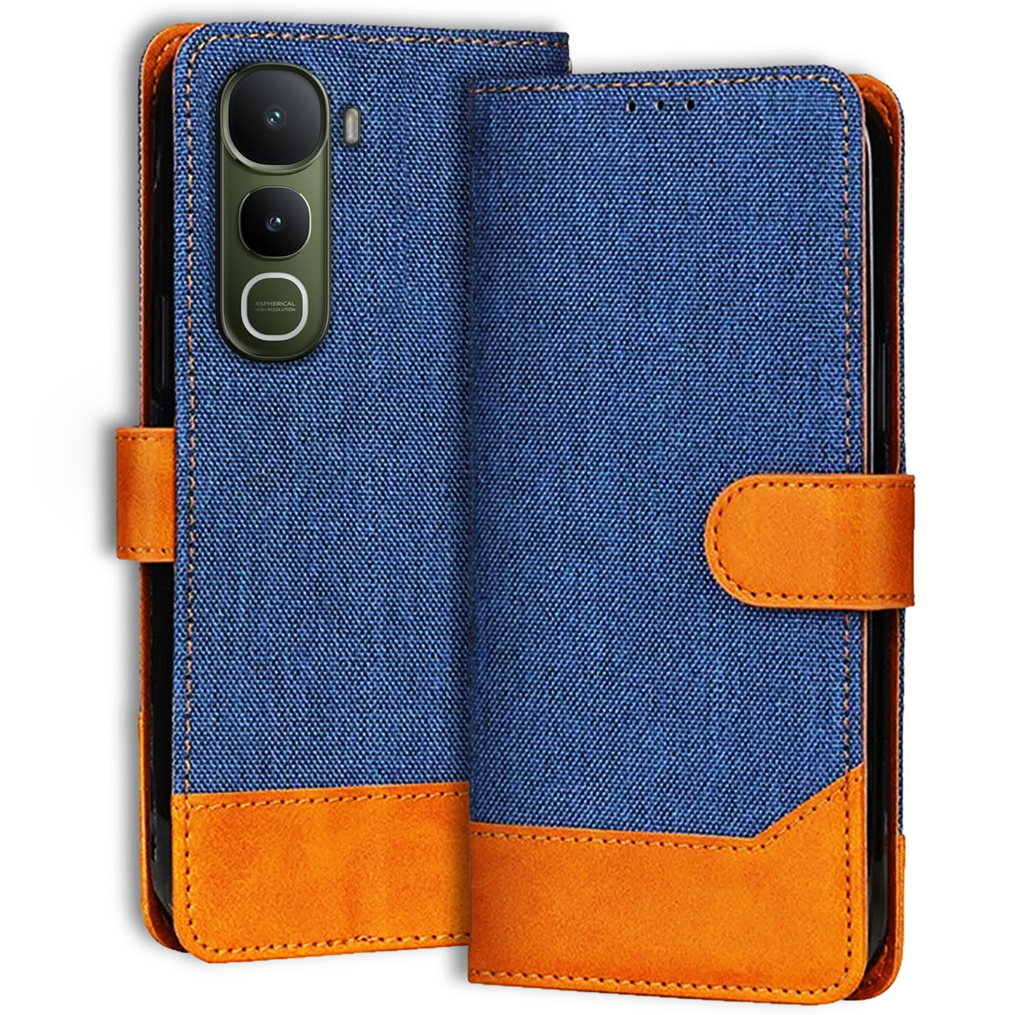 Accesorios Vivo Y400 5G denim flip cover – Blue – Image 1 #color_blue