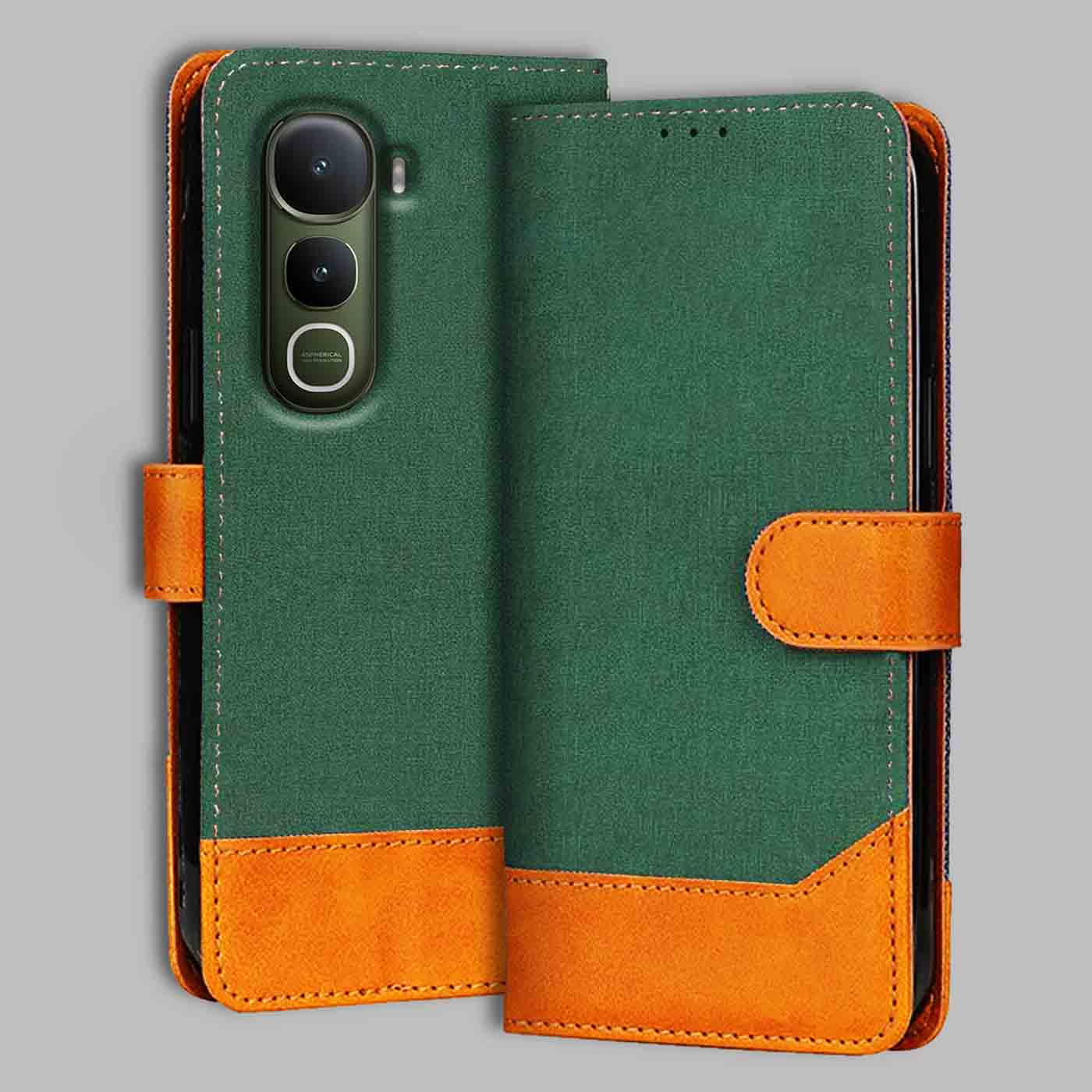 Accesorios Vivo Y400 5G denim flip cover – Green – Image 1 #color_g