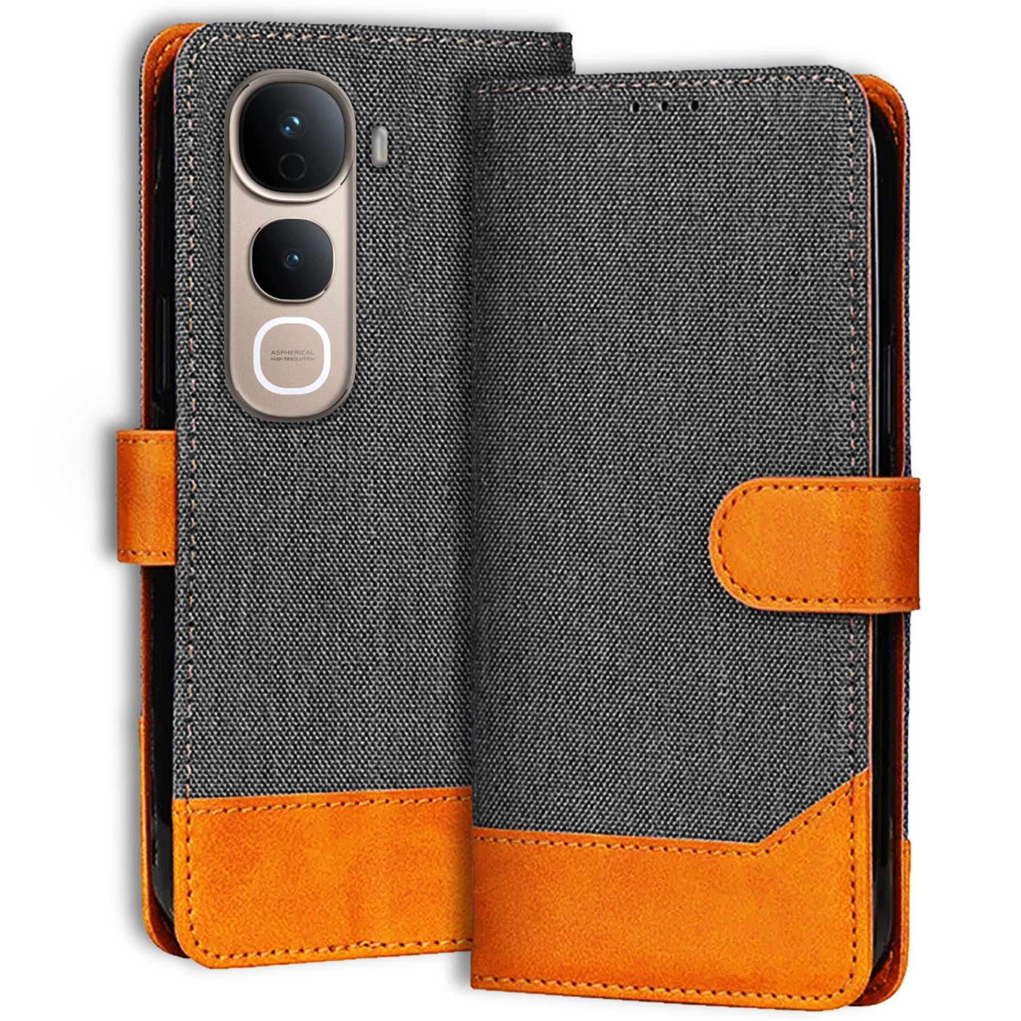 Accesorios Vivo Y400 Pro 5G denim flip cover – Grey – Image 1 #color_grey