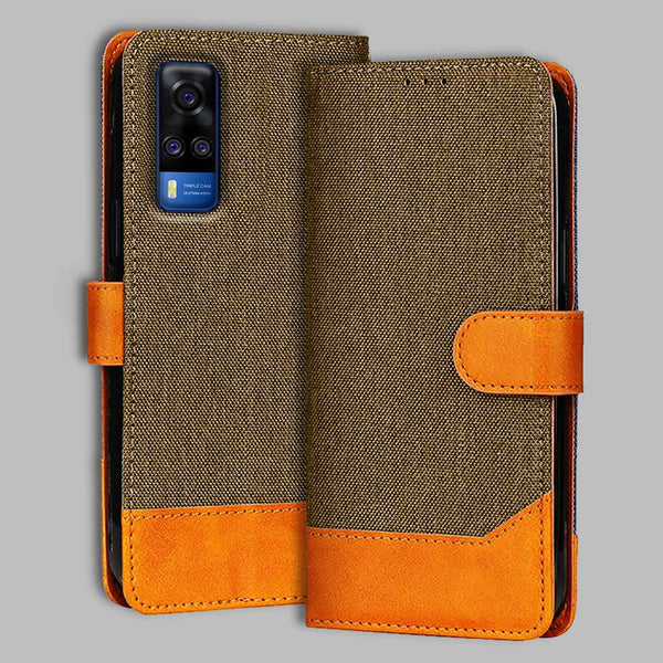 Vivo Y51 2020 Flip Cover — Denim, Walnut Brown after a year of daily use