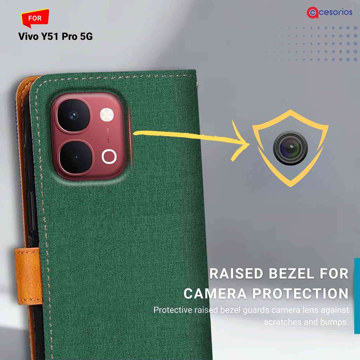 Canvas & Suede back panel — Vivo Y51 Pro 5G in Green mobile case