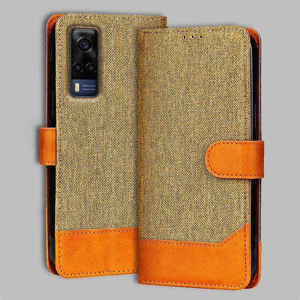 Vivo Y53S Flip Cover — Denim, Camel Beige after a year of daily use