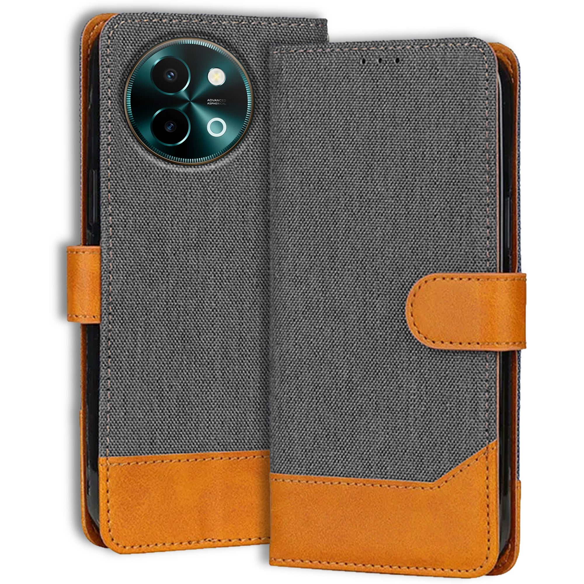 Accesorios Vivo Y58 5G denim flip cover – Grey – Image 1 #color_grey