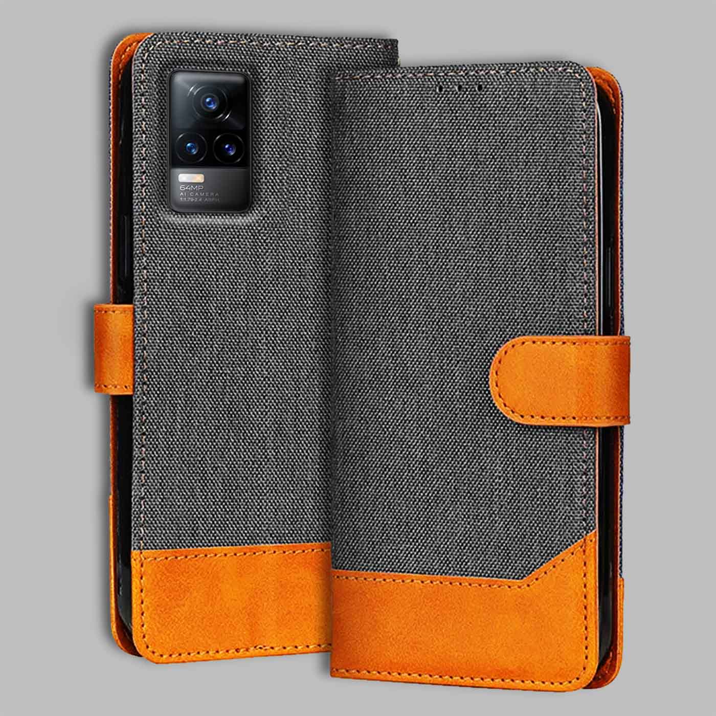 Accesorios Vivo Y73 5G denim flip cover – Grey – Image 1 #color_
