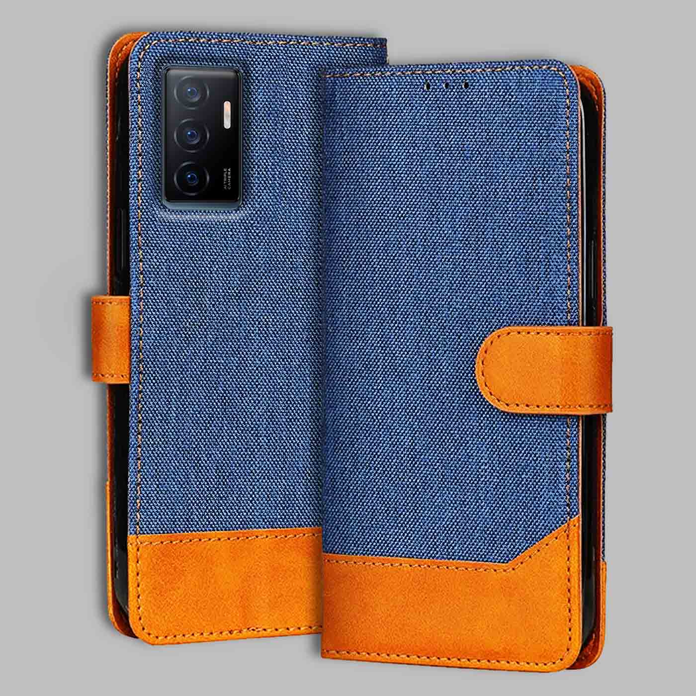 Accesorios Vivo Y75 4G denim flip cover – Blue – Image 1 #color_