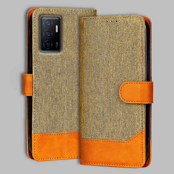 Vivo Y75 4G Flip Cover — Denim, Camel Beige after a year of daily use