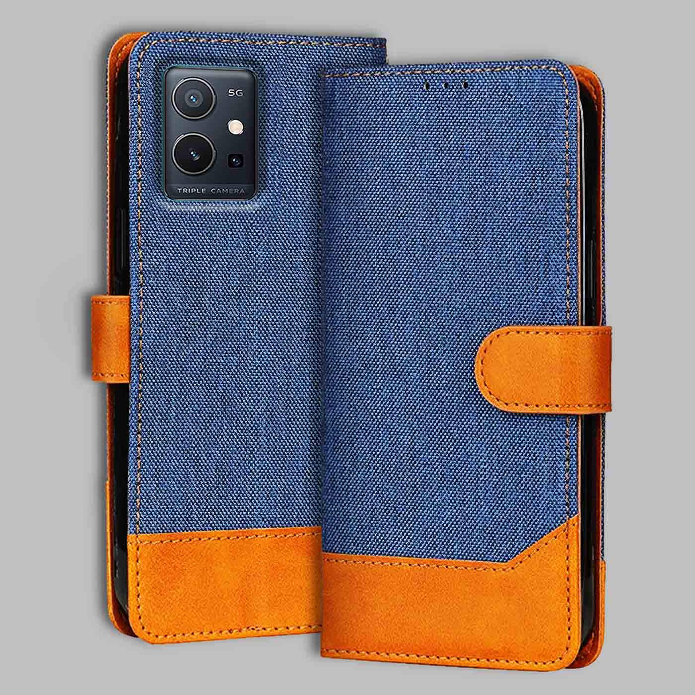 Accesorios Vivo Y75 5G denim flip cover – Blue – Image 1 #color_