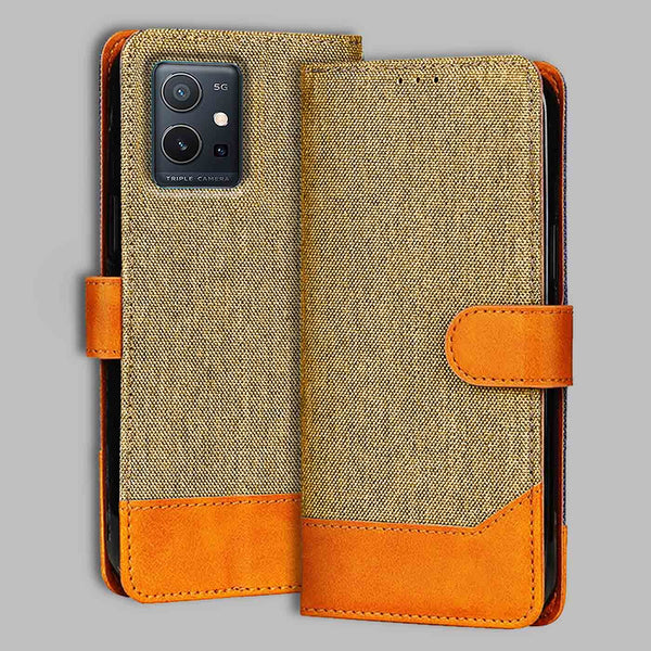 Vivo Y75 5G Flip Cover — Denim, Camel Beige after a year of daily use