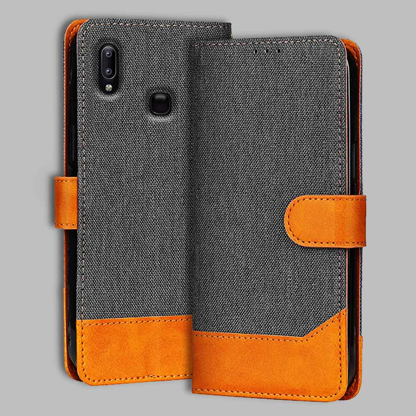 Accesorios Vivo Y91 denim flip cover – Grey – Image 1 #color_