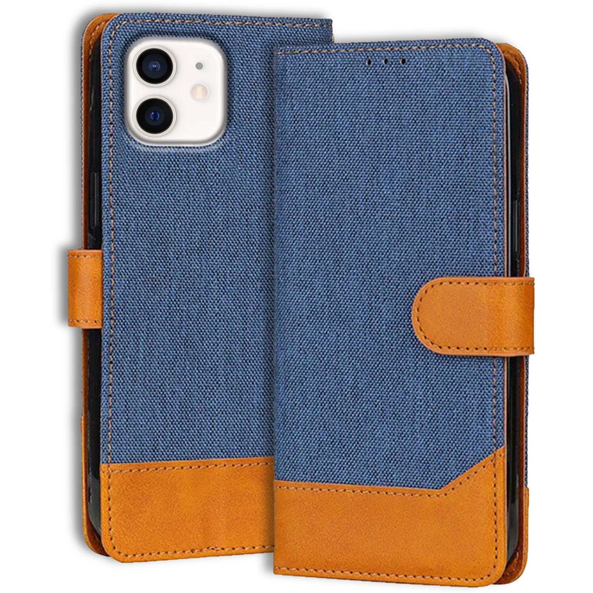 Accesorios iPhone 12 denim flip cover – Blue – Image 1 #color_blue
