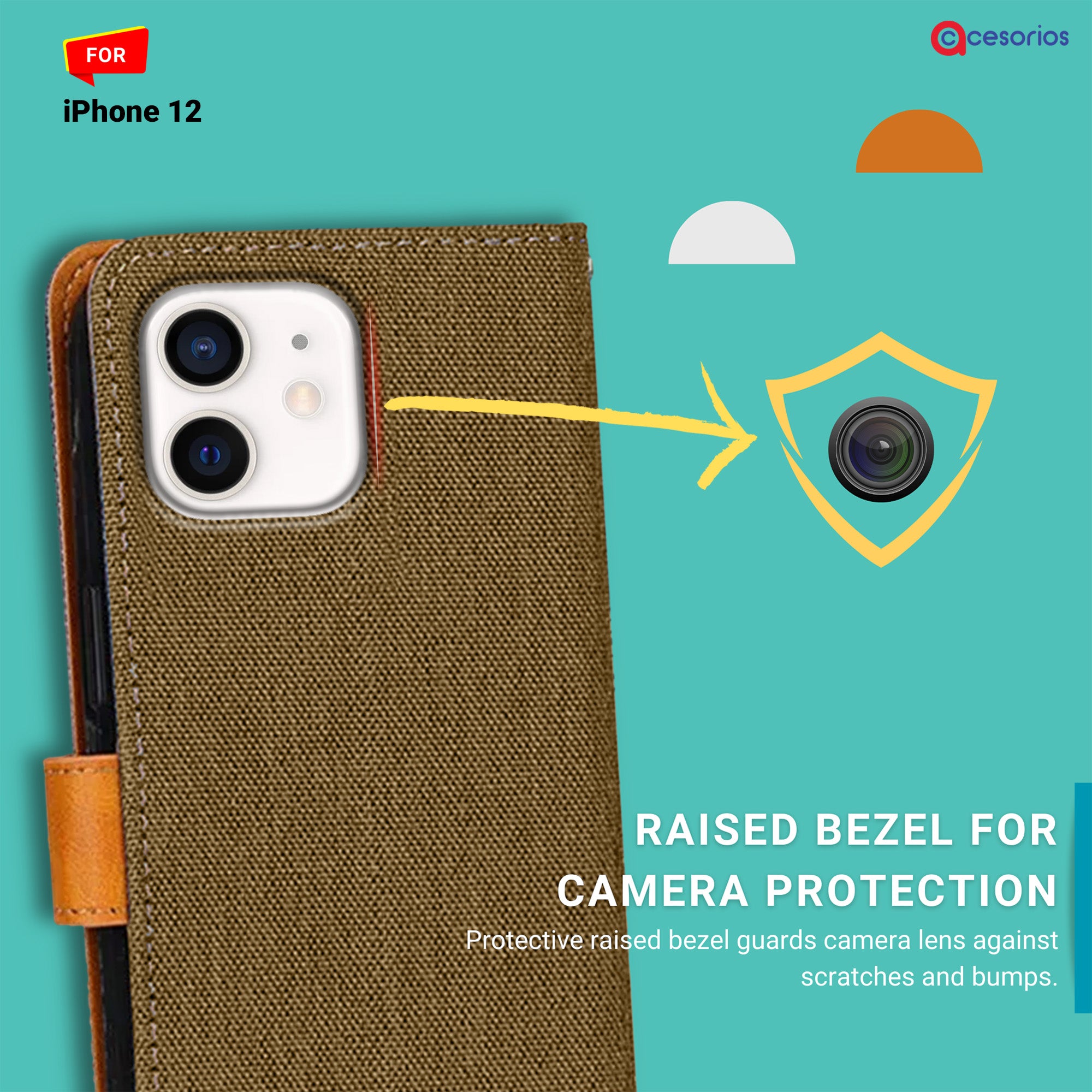 Accesorios iPhone 12 denim flip cover – Dark Brown – Image 2 #color_dark brown