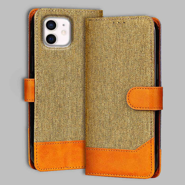 iPhone 12 Flip Cover — Denim, Camel Beige after a year of daily use
