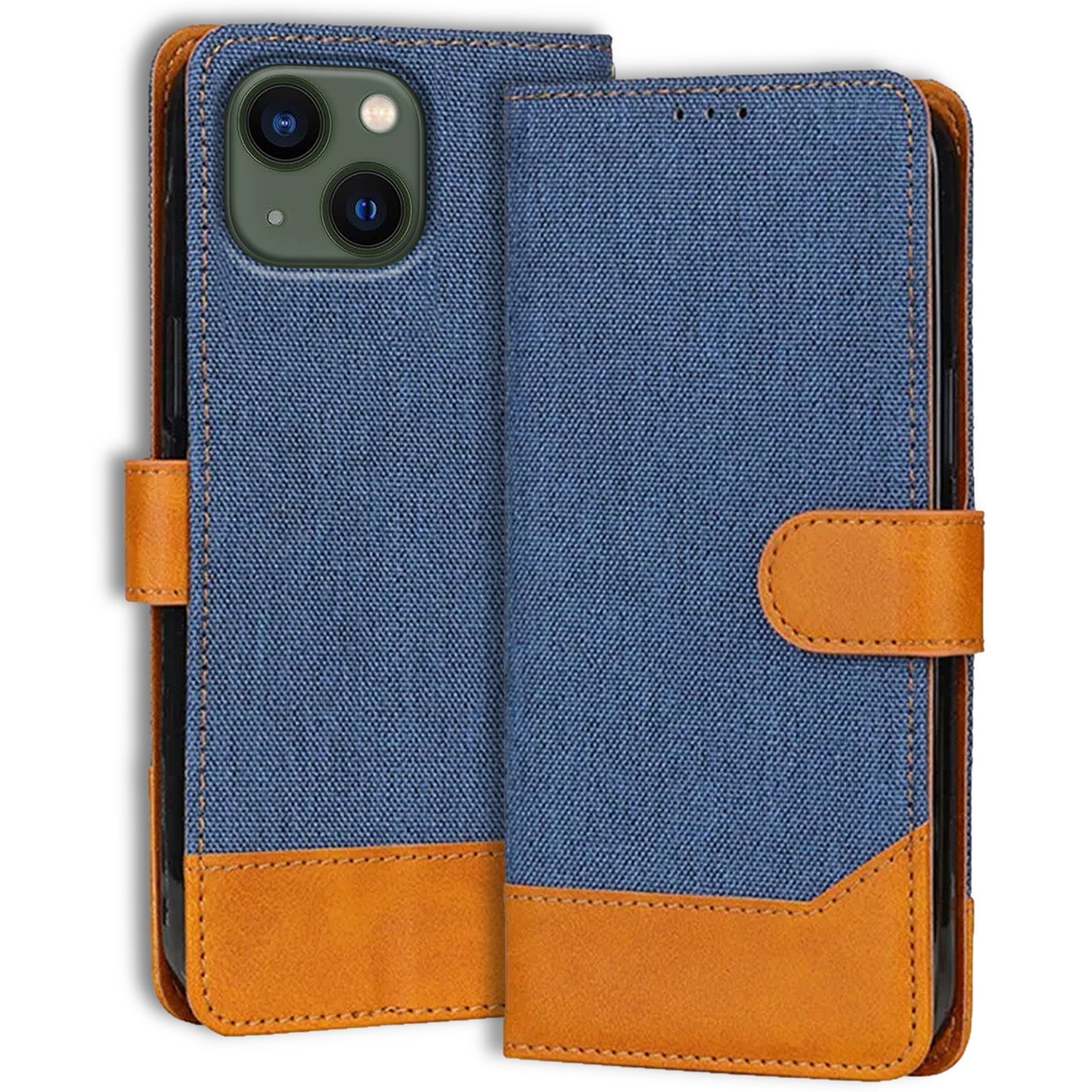 Accesorios iPhone 13 denim flip cover – Blue – Image 1 #color_blue