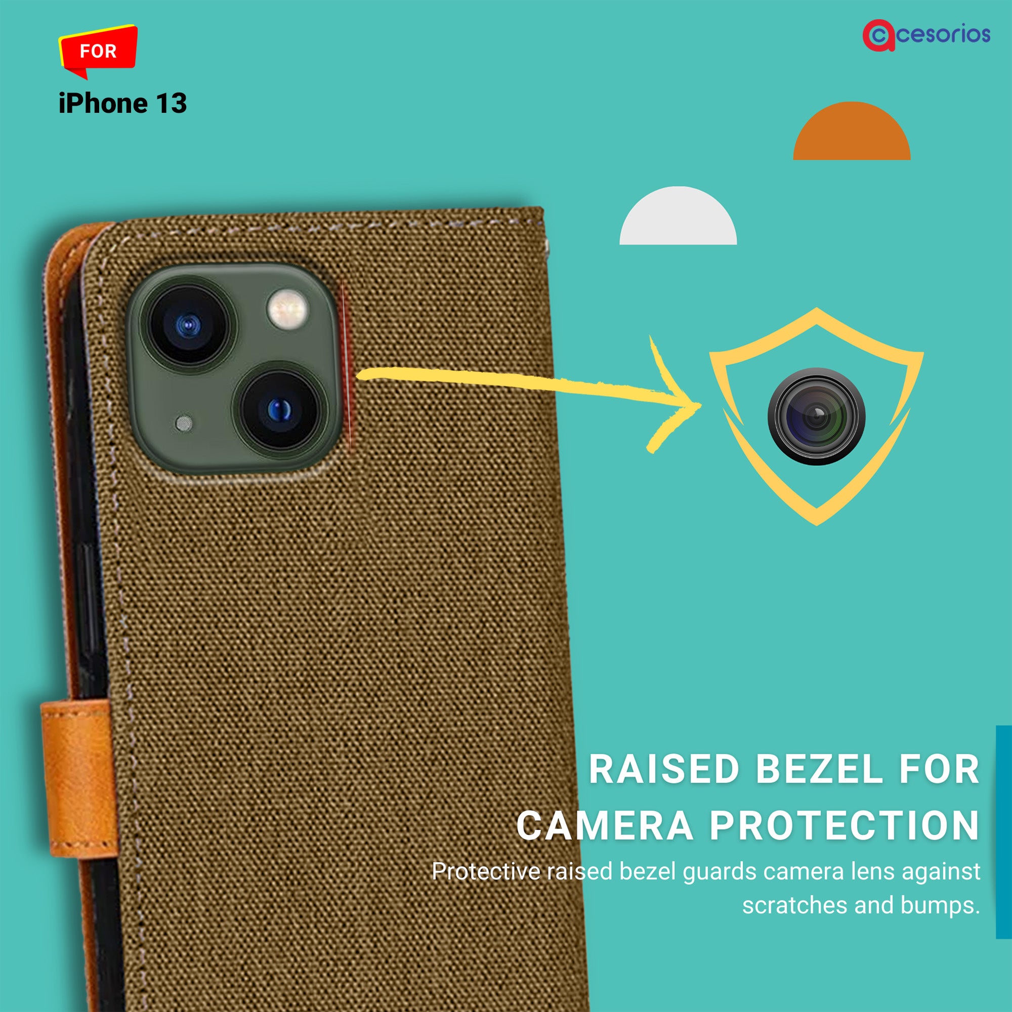 Accesorios iPhone 13 denim flip cover – Dark Brown – Image 2 #color_dark brown
