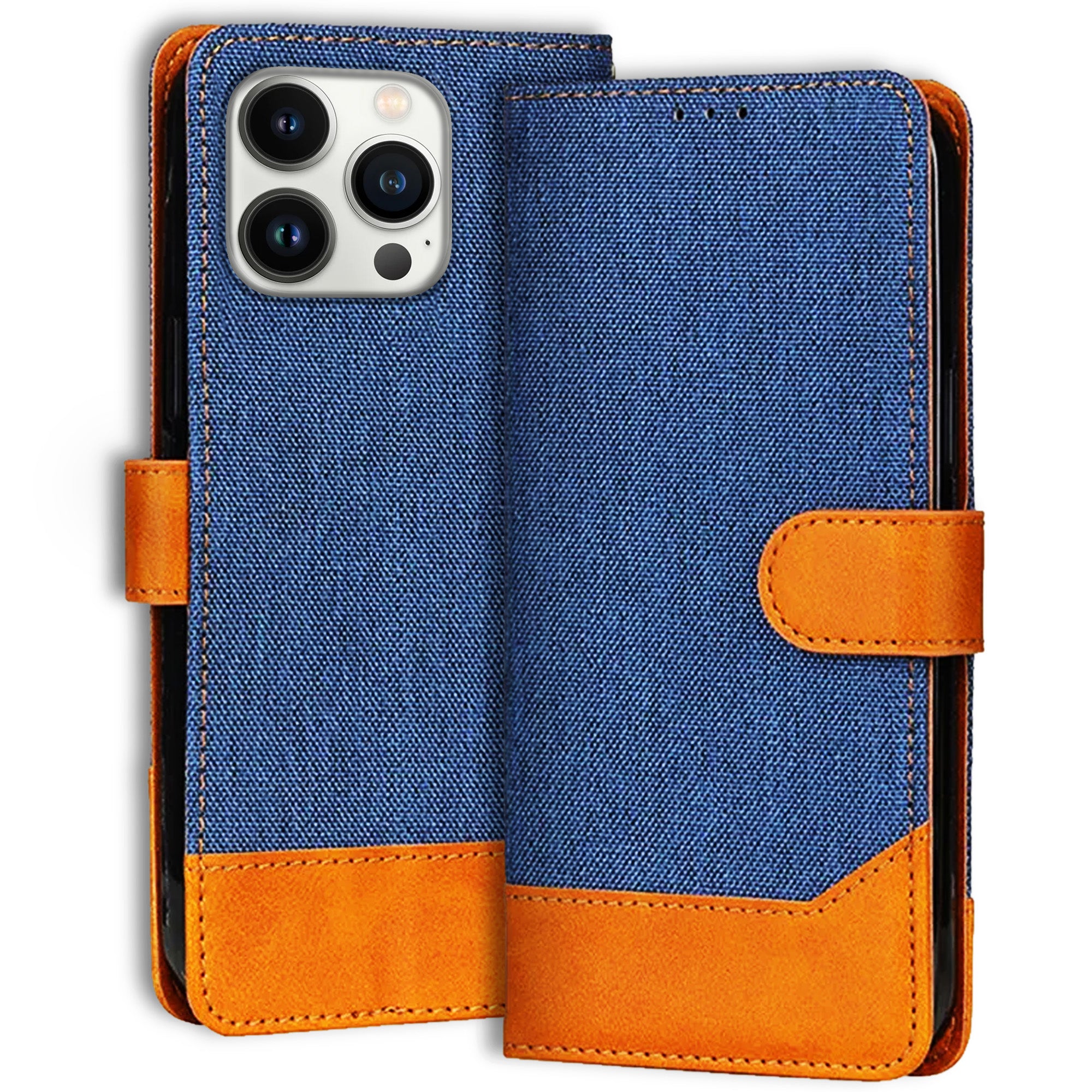 Accesorios iPhone 13 Pro denim flip cover – Blue – Image 1 #color_blue