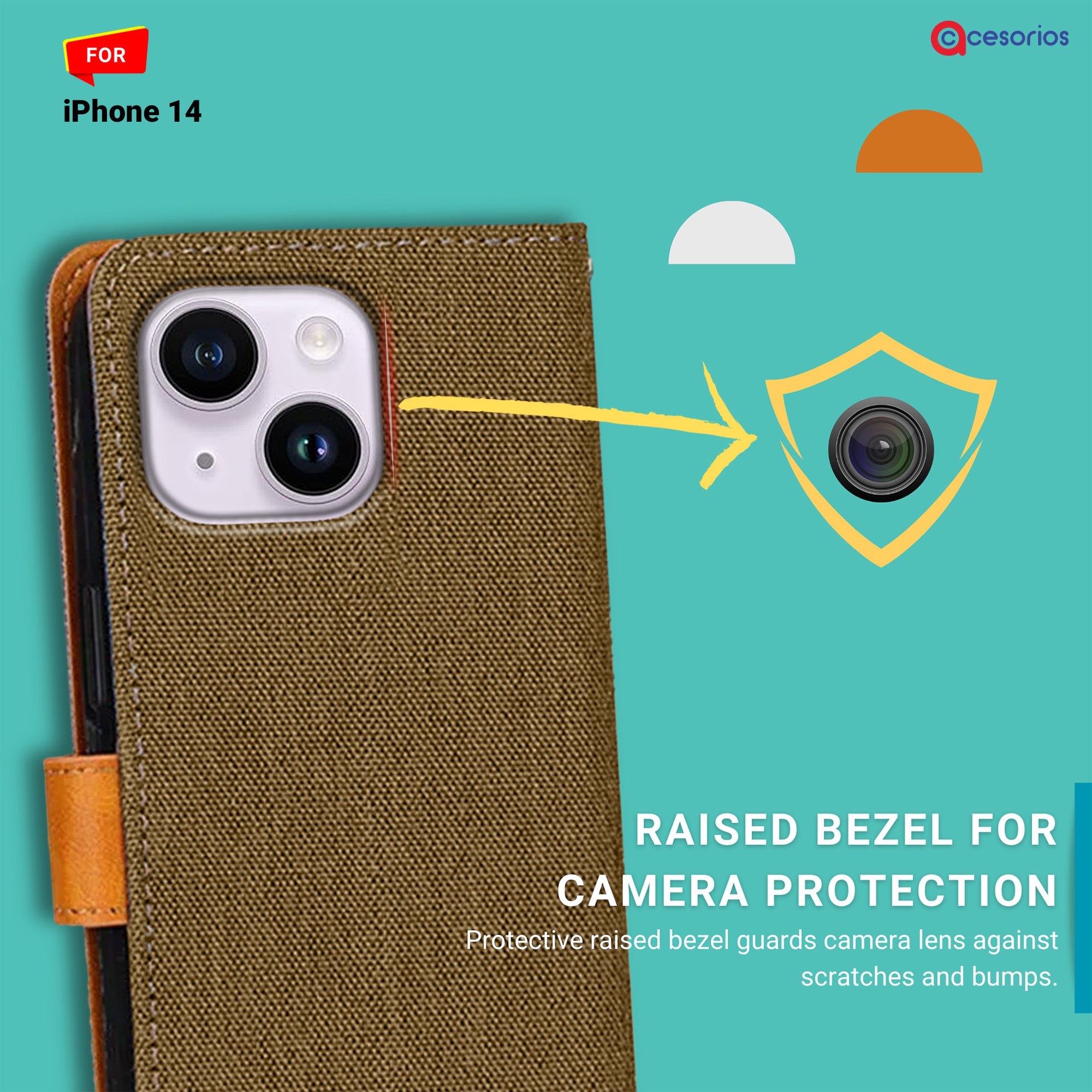 Accesorios iPhone 14 denim flip cover – Dark Brown – Image 2 #color_dark brown