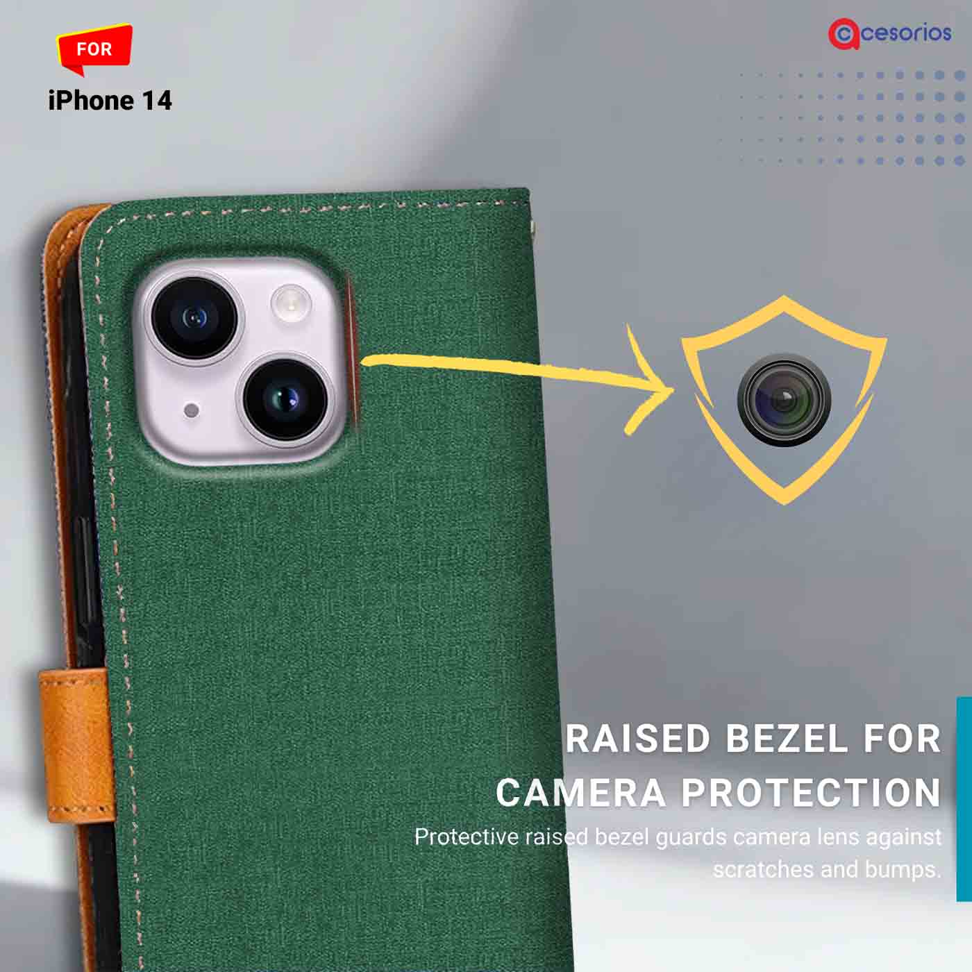 Canvas & Suede back panel — iPhone 14 in Green mobile case