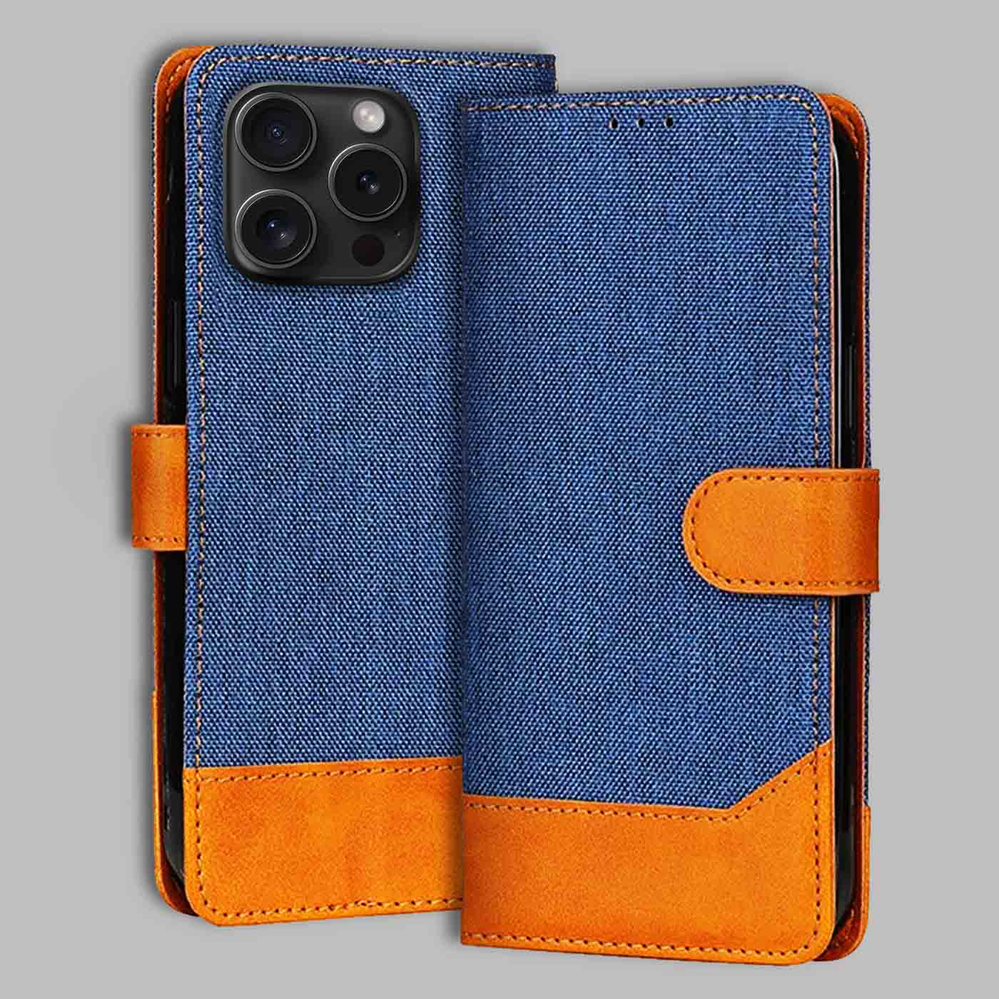 Accesorios iPhone 15 Pro denim flip cover – Blue – Image 1 #color_