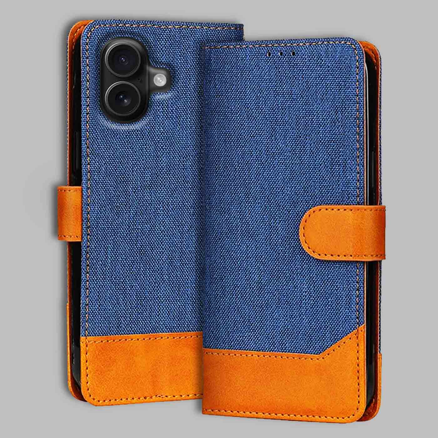 Accesorios iPhone 16 denim flip cover – Blue – Image 1 #color_