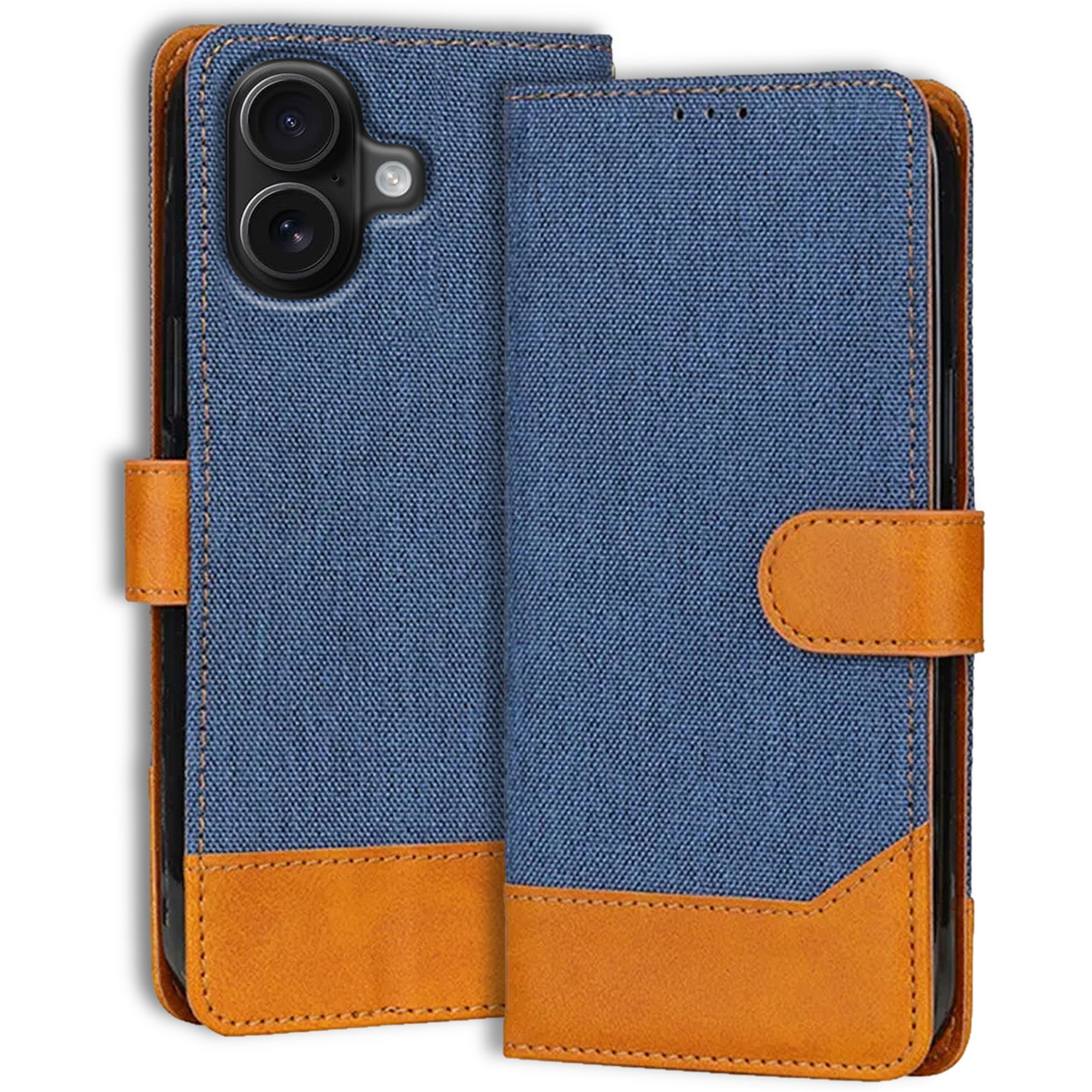 Accesorios iPhone 16 denim flip cover – Blue – Image 1 #color_blue