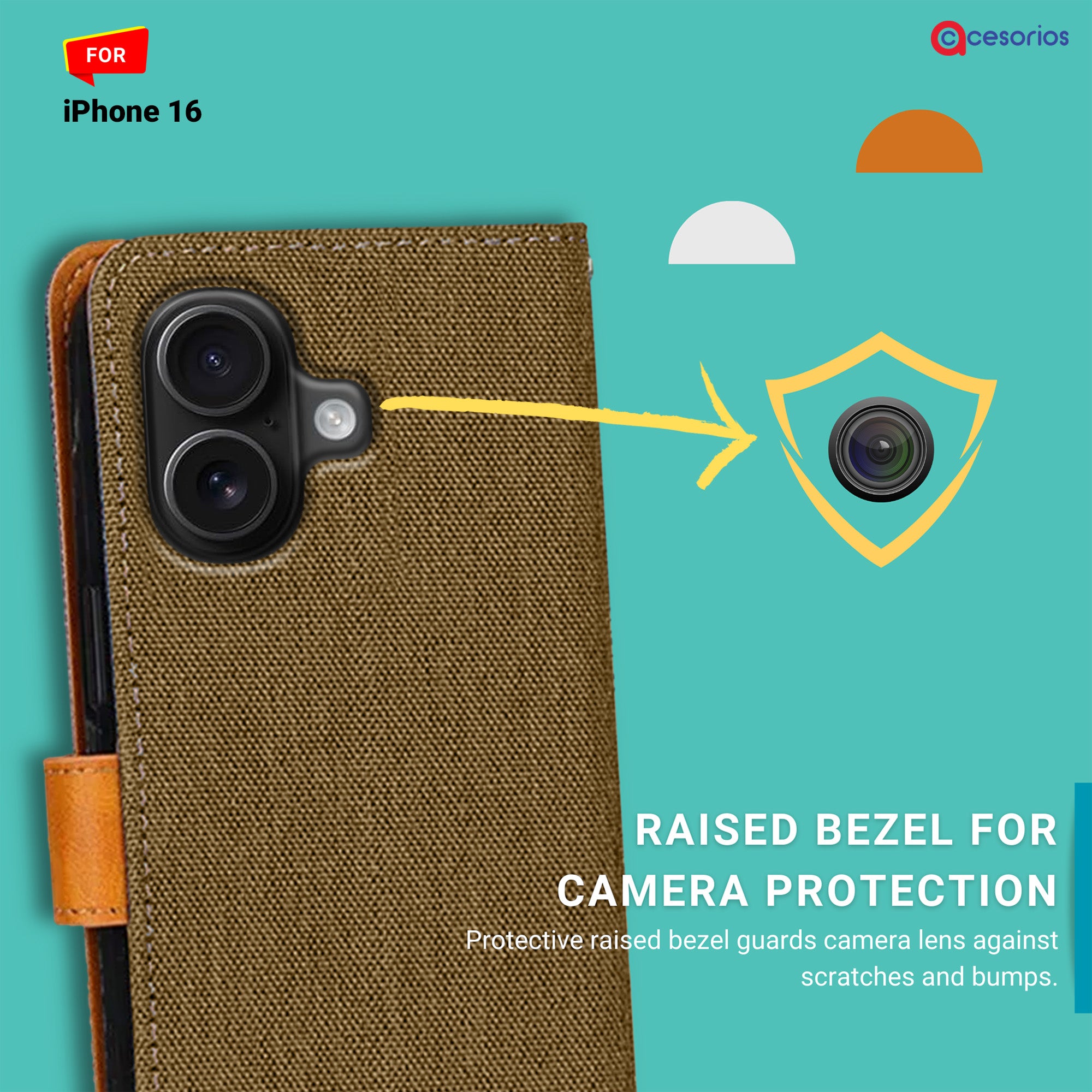 Accesorios iPhone 16 denim flip cover – Dark Brown – Image 2 #color_dark brown