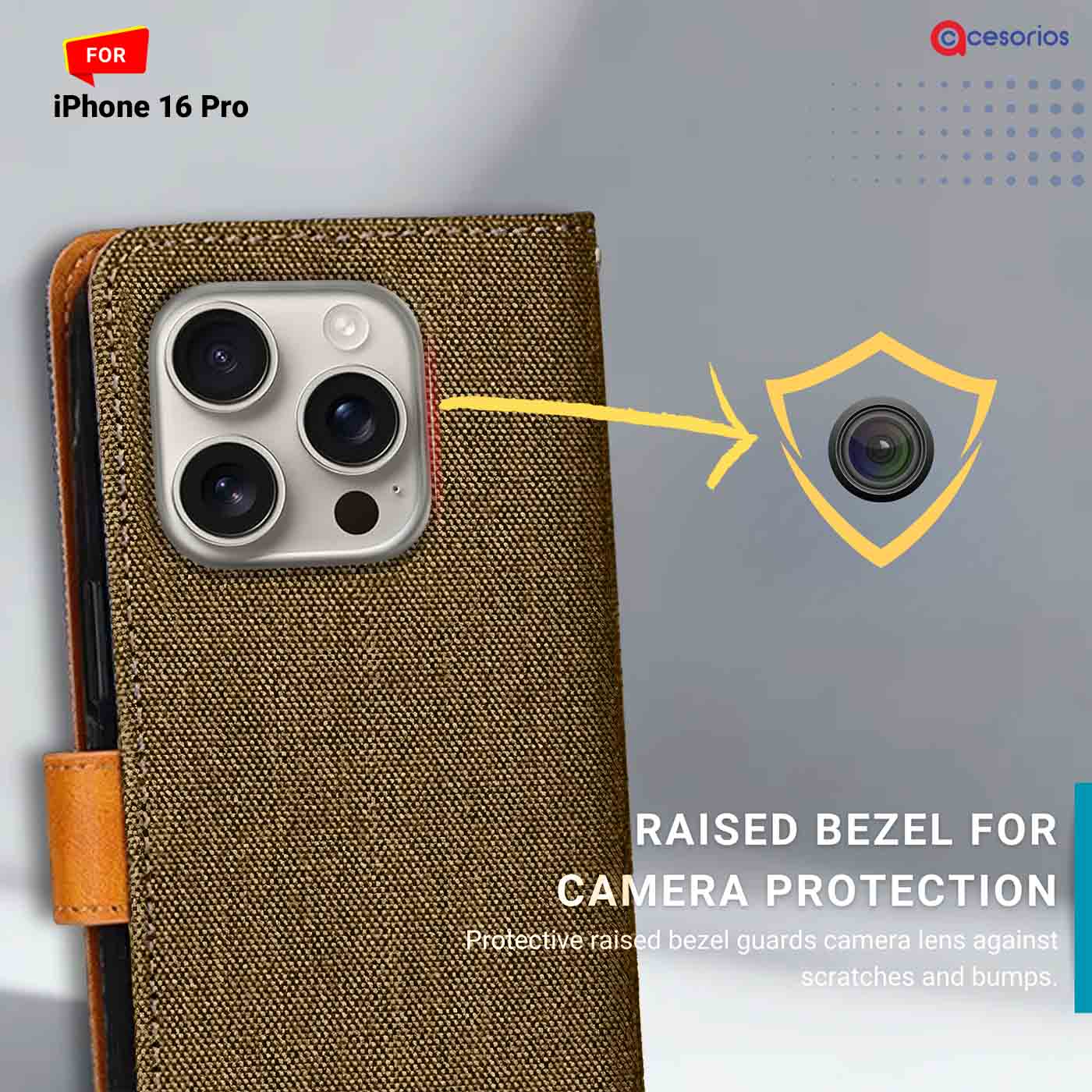 Accesorios iPhone 16 Pro denim flip cover – Dark Brown – Image 2 #color_dark b