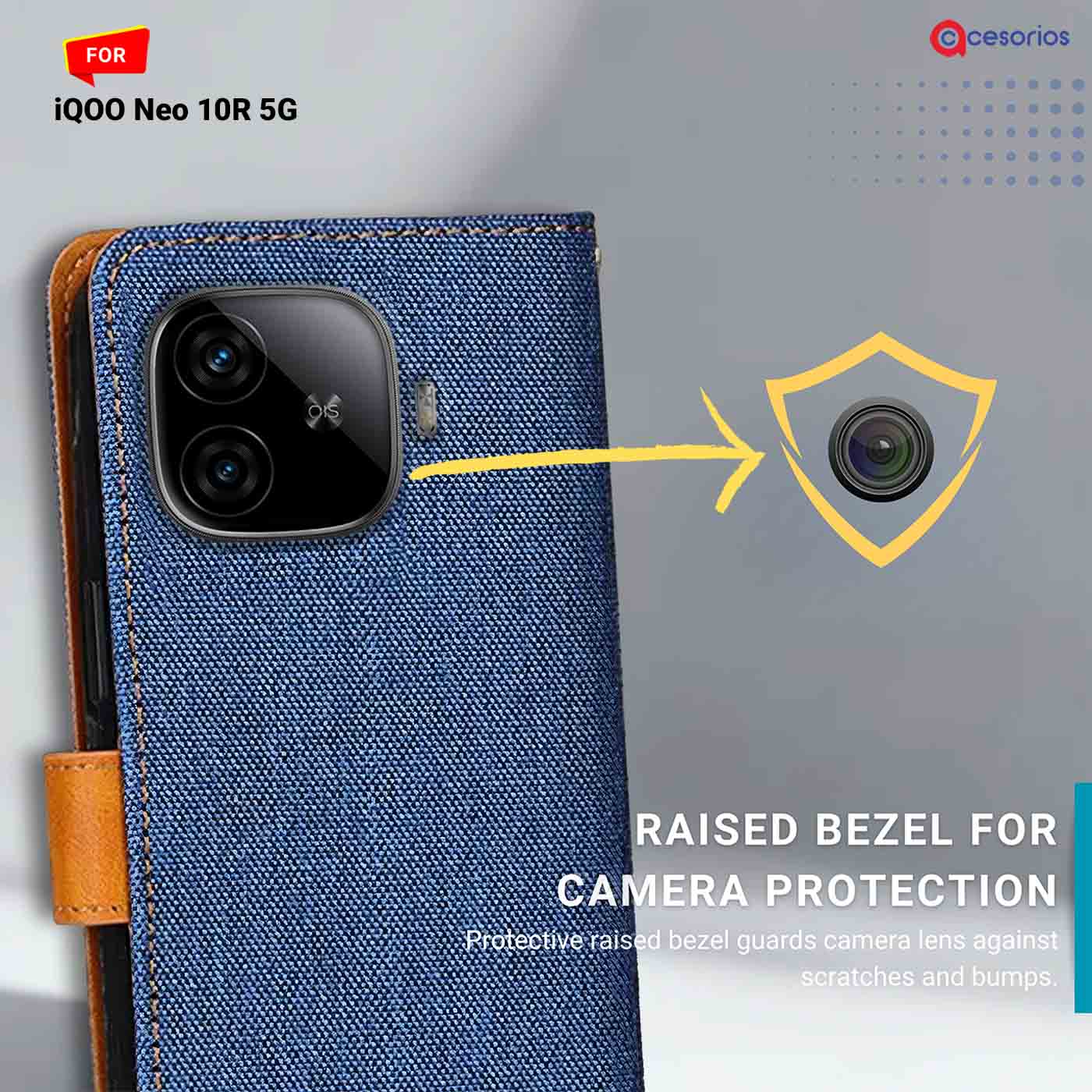 Accesorios Iqoo Neo 10R 5G denim flip cover – Blue – Image 2 #color_