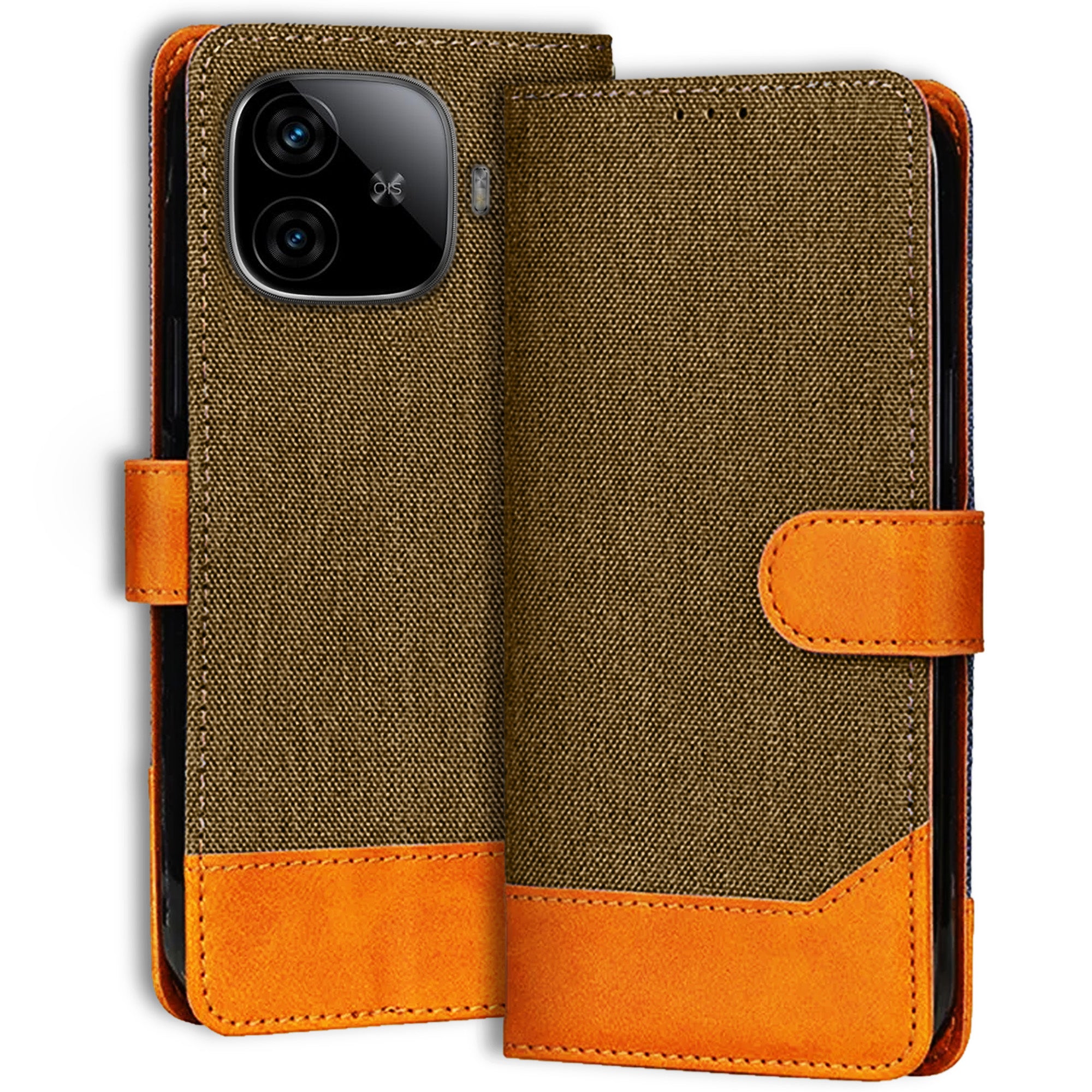 Accesorios Iqoo Neo 10R 5G denim flip cover – Dark Brown – Image 1 #color_dark brown