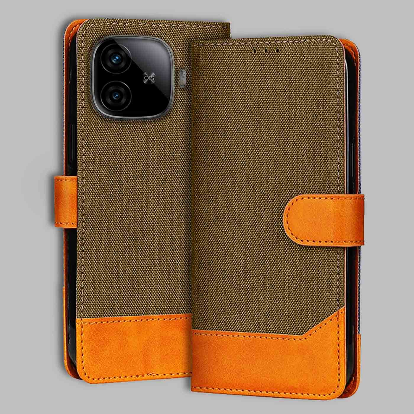 Accesorios Iqoo Neo 10R 5G denim flip cover – Dark Brown – Image 1 #color_dark b