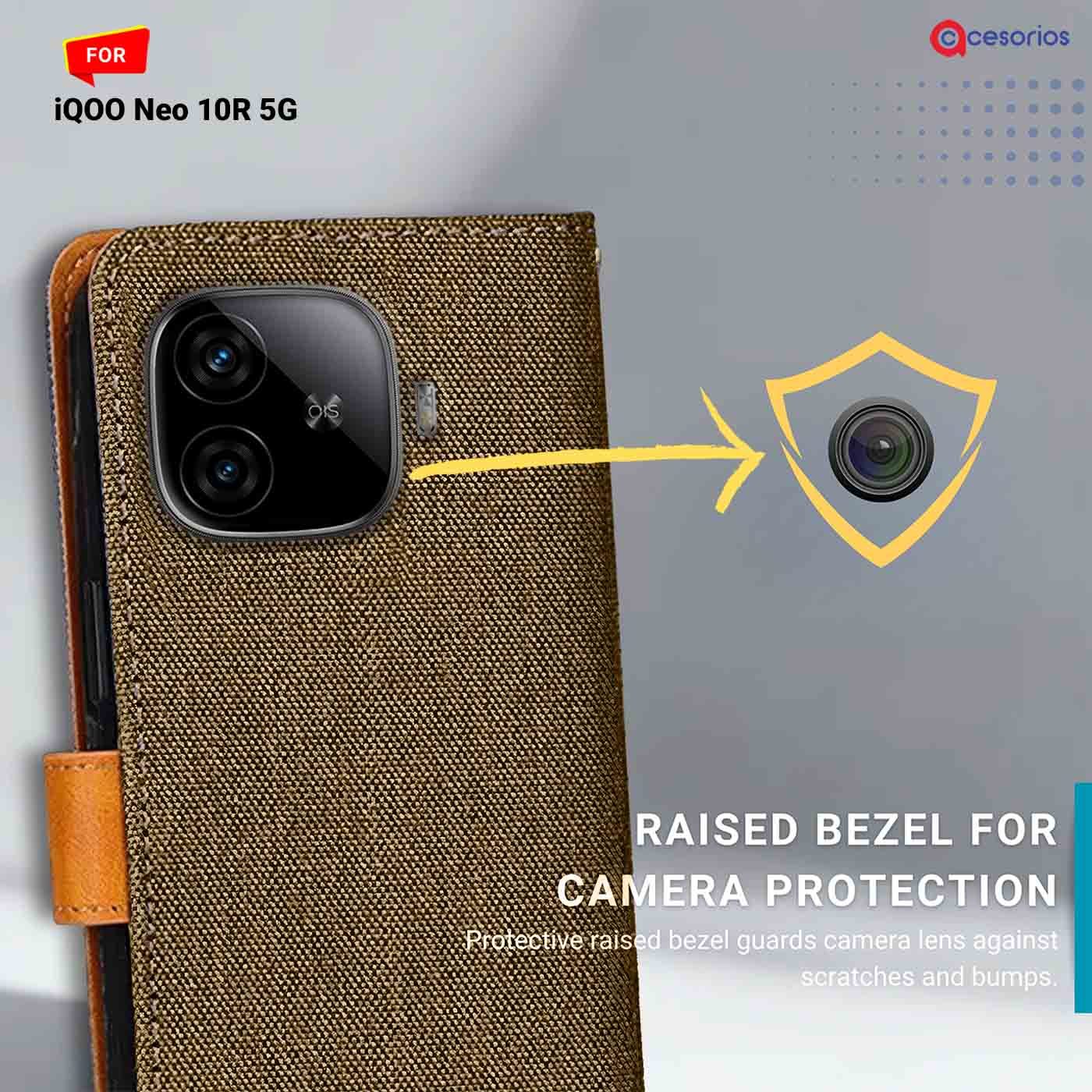 Accesorios Iqoo Neo 10R 5G denim flip cover – Dark Brown – Image 2 #color_dark b