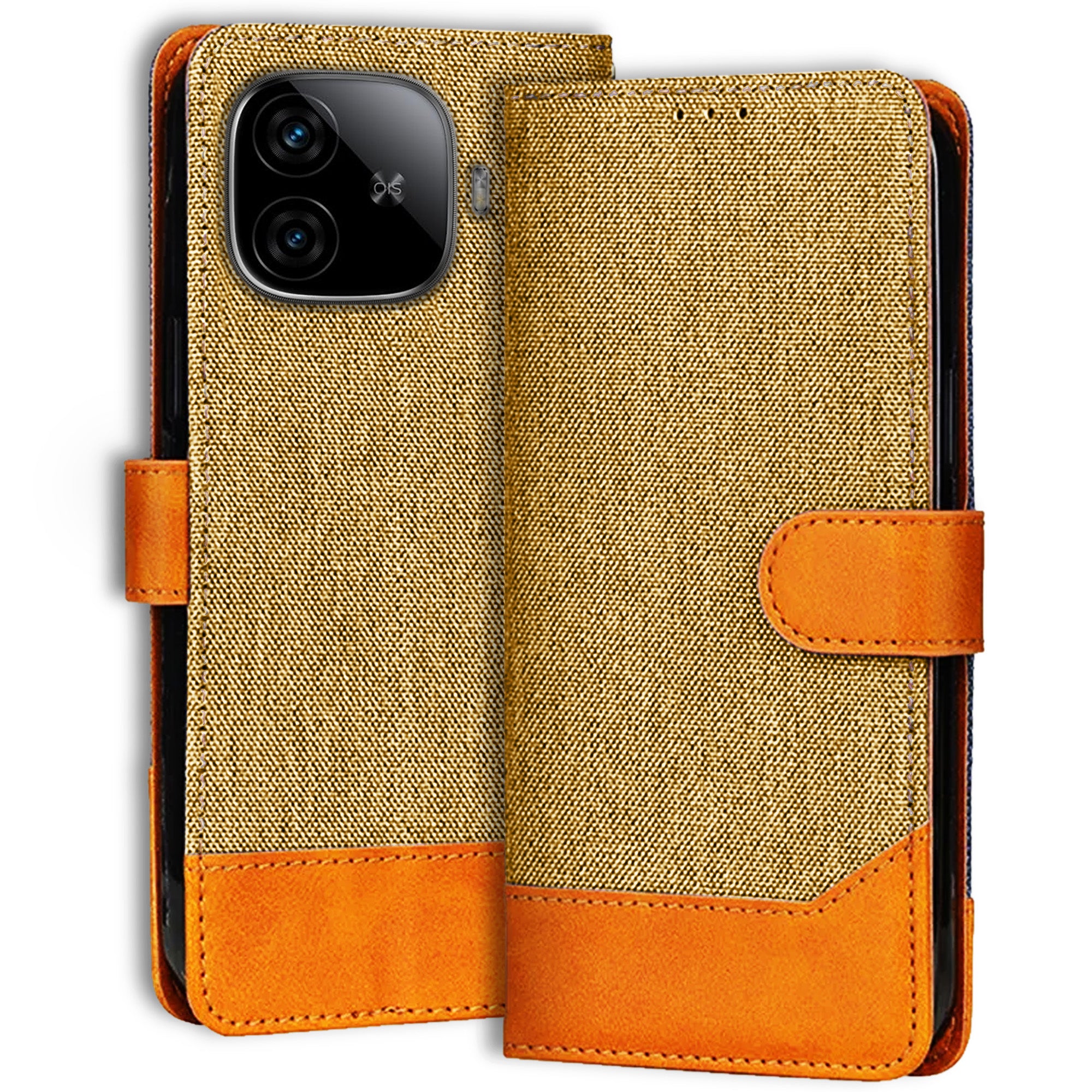 Accesorios Iqoo Neo 10R 5G denim flip cover – Light Brown – Image 1 #color_light brown