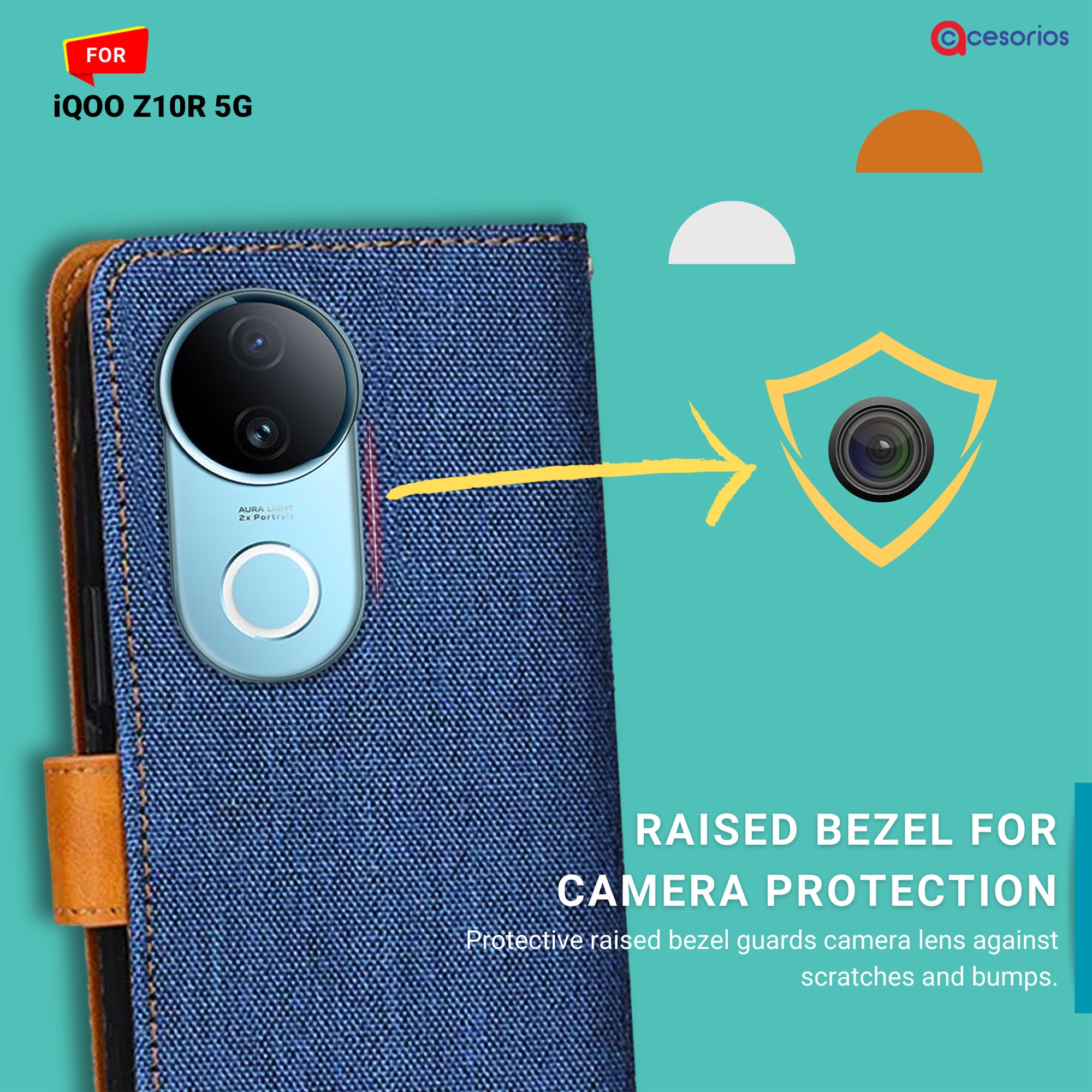 Accesorios Iqoo Z10R 5G denim flip cover – Blue – Image 2 #color_blue