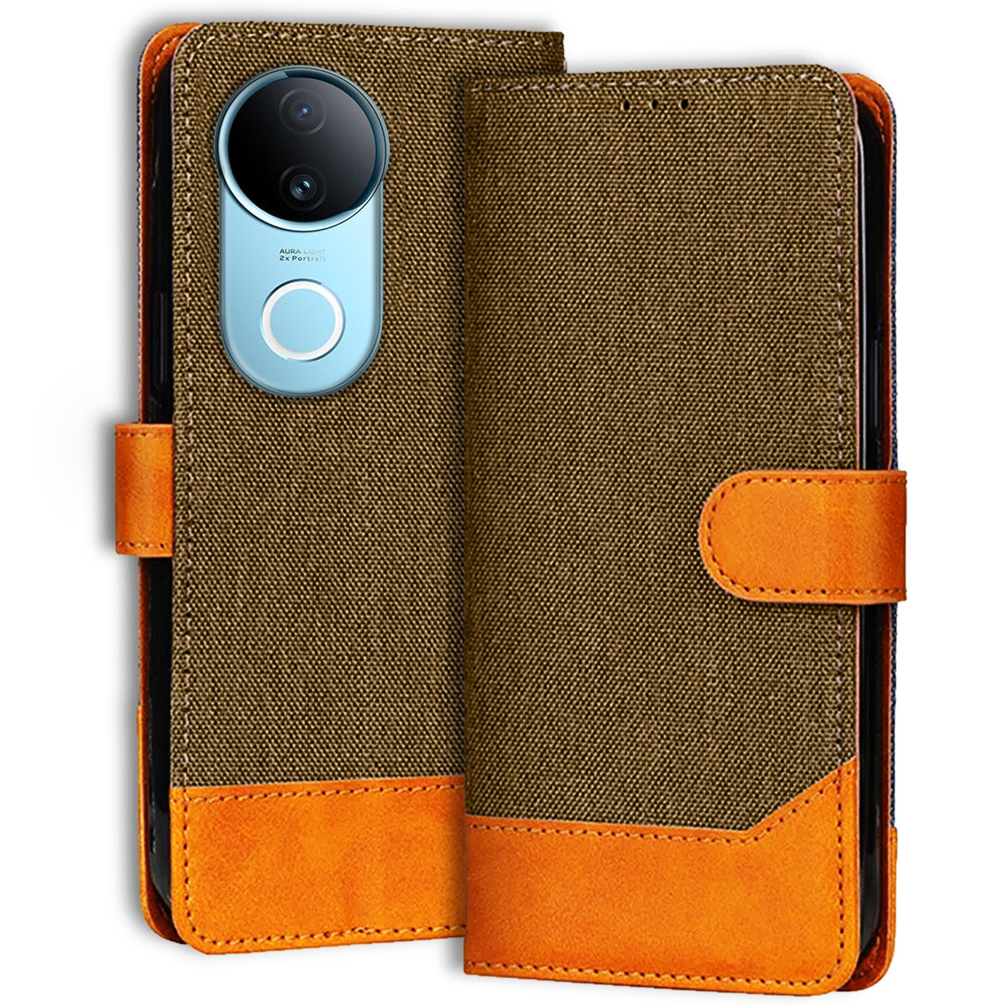 Accesorios Iqoo Z10R 5G denim flip cover – Dark Brown – Image 1 #color_dark brown