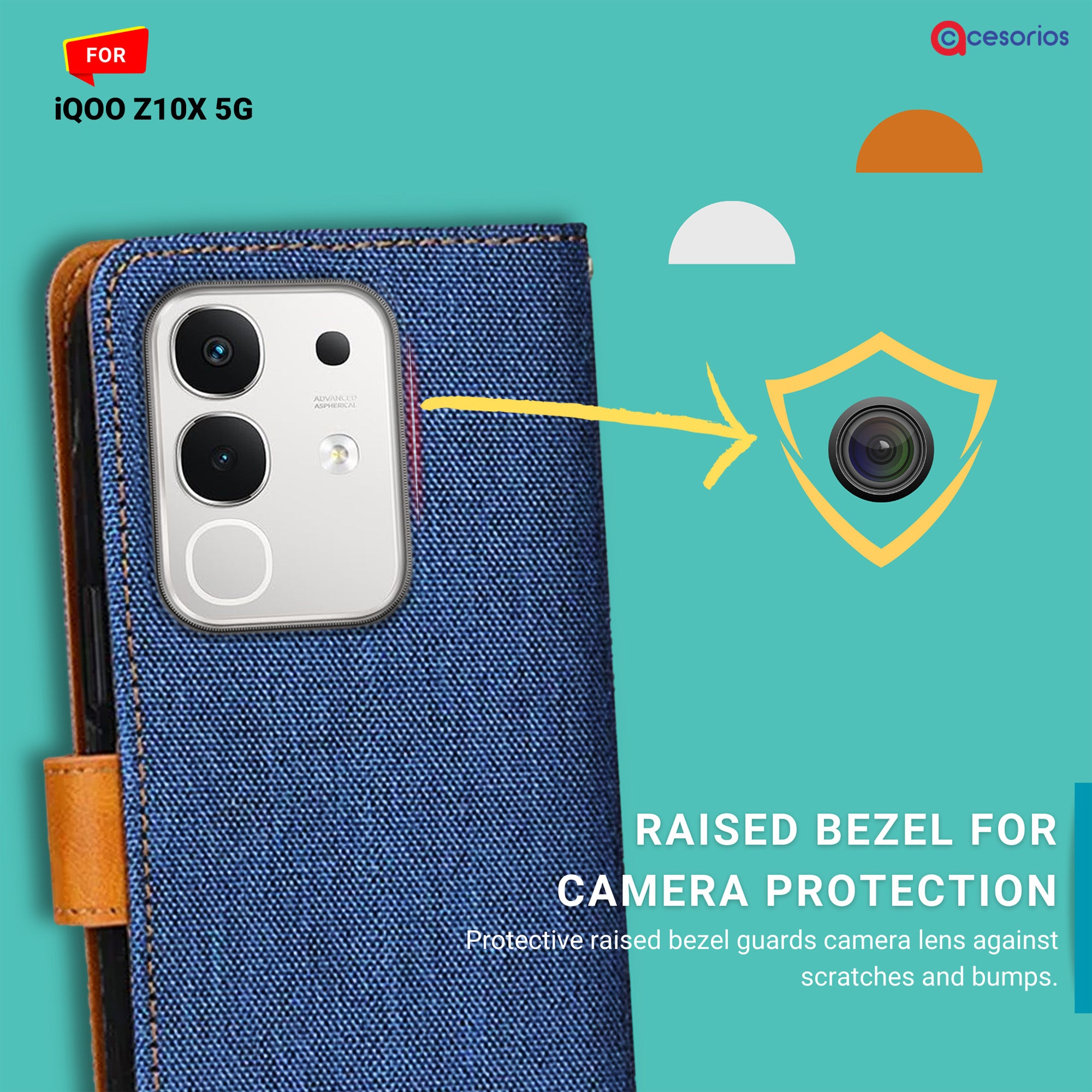 Accesorios Iqoo Z10X 5G denim flip cover – Blue – Image 2 #color_blue