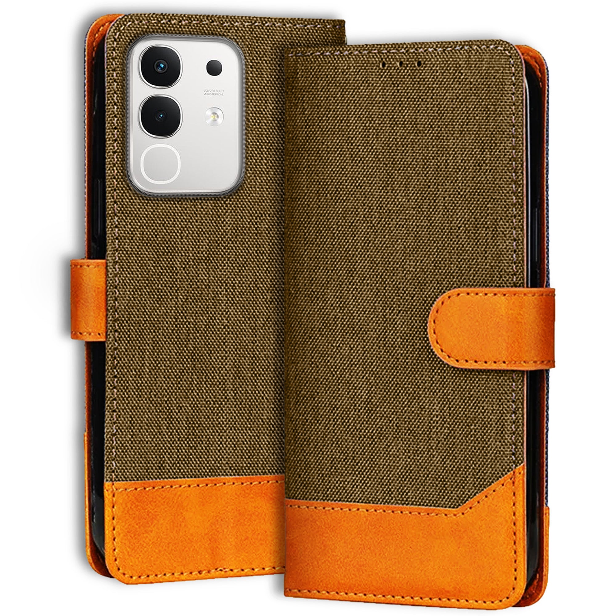 Accesorios Iqoo Z10X 5G denim flip cover – Dark Brown – Image 1 #color_dark brown