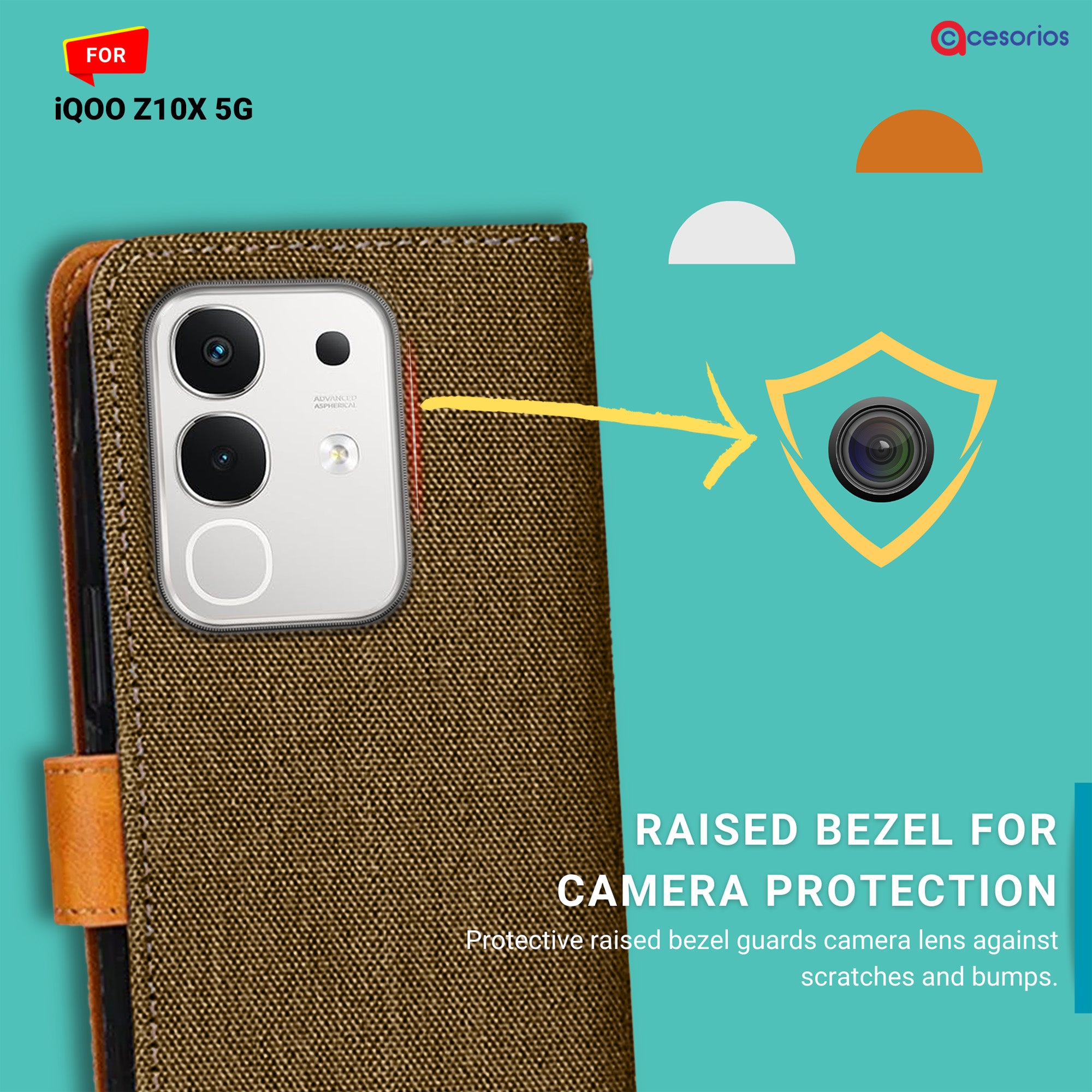 Accesorios Iqoo Z10X 5G denim flip cover – Dark Brown – Image 2 #color_dark brown